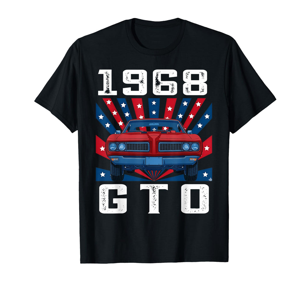 68 1968 Gto American Flag Silhouette T-Shirt - Streetwear Style for Adults - T-Shirt, Sweatshirt, Hoodie