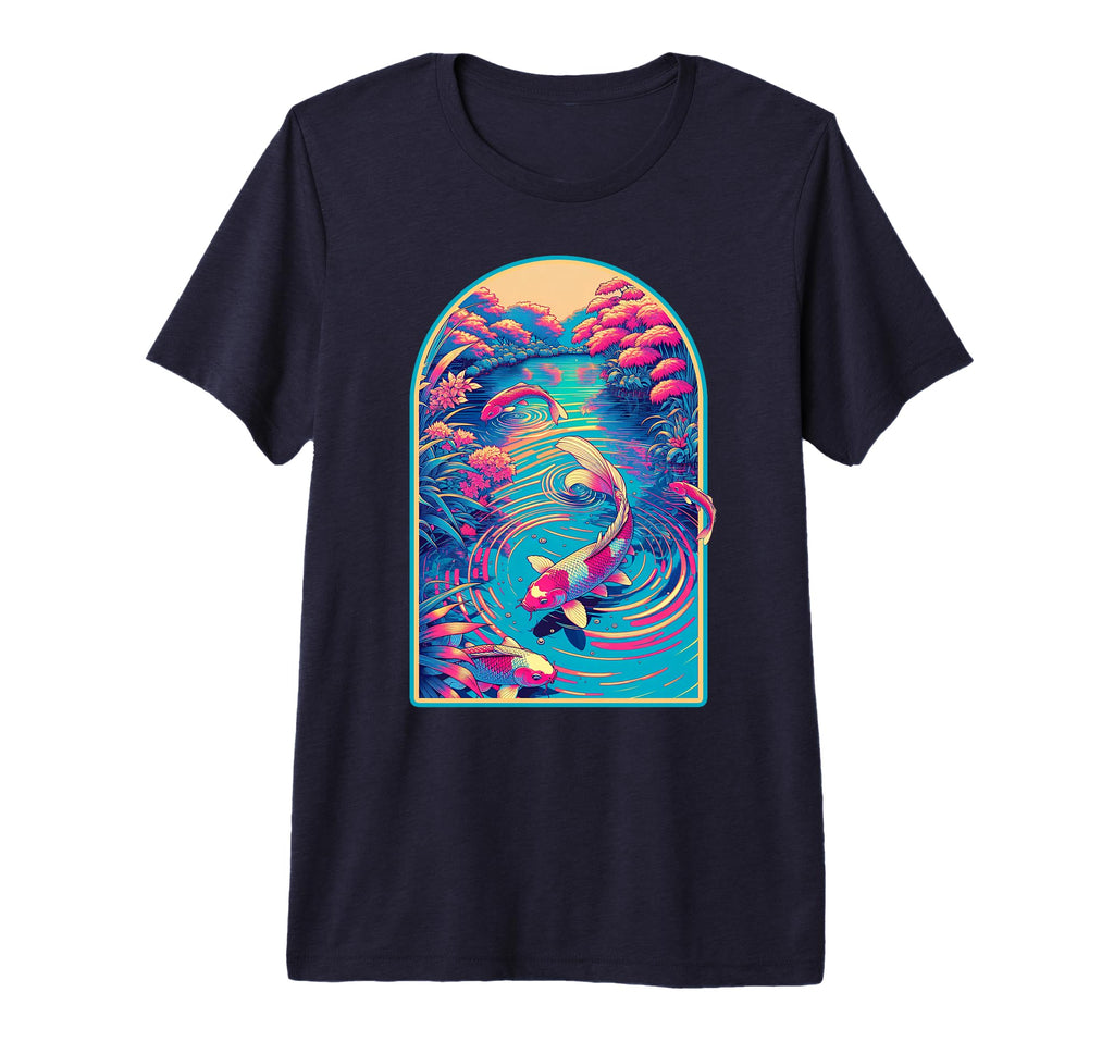 Japanese Koi Fish Synthwave Outrun T-Shirt - Custom Art Print for Adults - T-Shirt, Sweatshirt, Hoodie