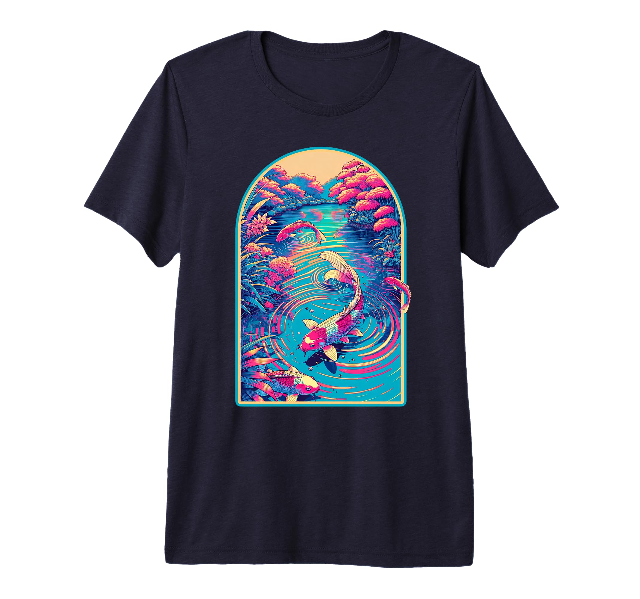 Japanese Koi Fish Synthwave Outrun T-Shirt - Custom Art Print for Adults - T-Shirt, Sweatshirt, Hoodie