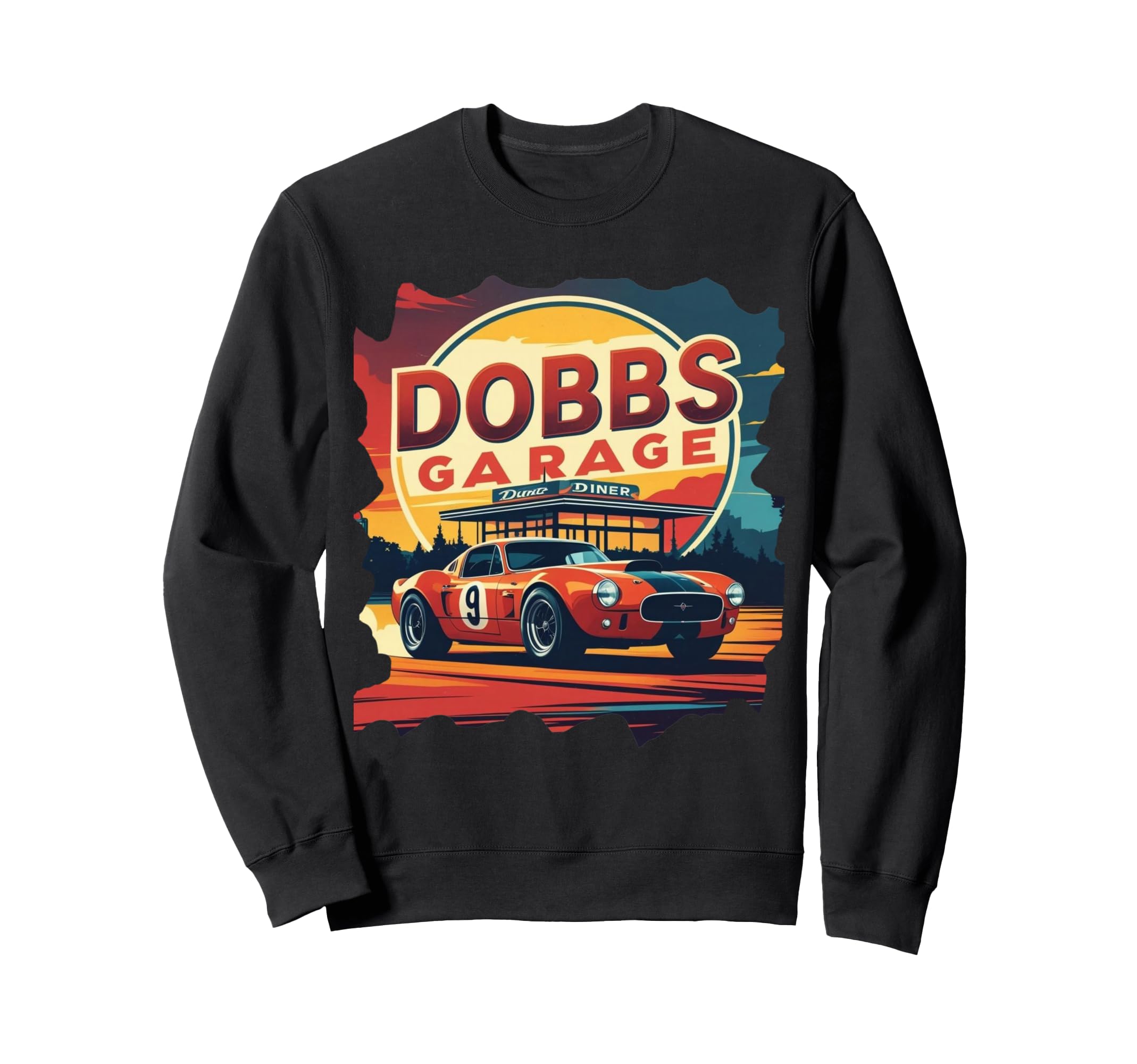 Car Garage Dinner Old Sunset Sweatshirt - Casual Everyday Wear Men Women - T-Shirt, Sweatshirt, Hoodie