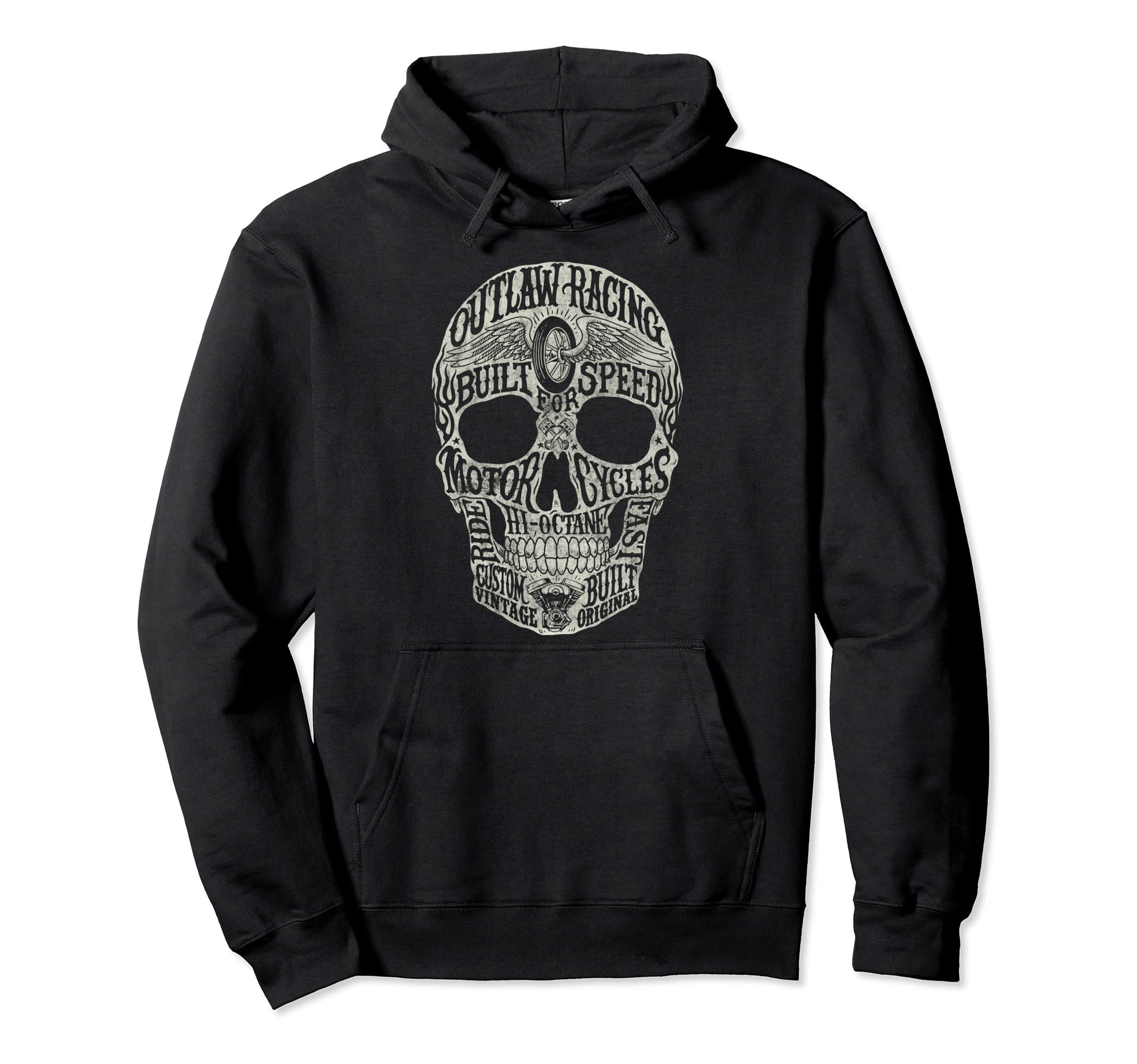 Outlaw Racing Text Filled Motorcycle Hoodie - Streetwear Style Unisex - T-Shirt, Sweatshirt, Hoodie