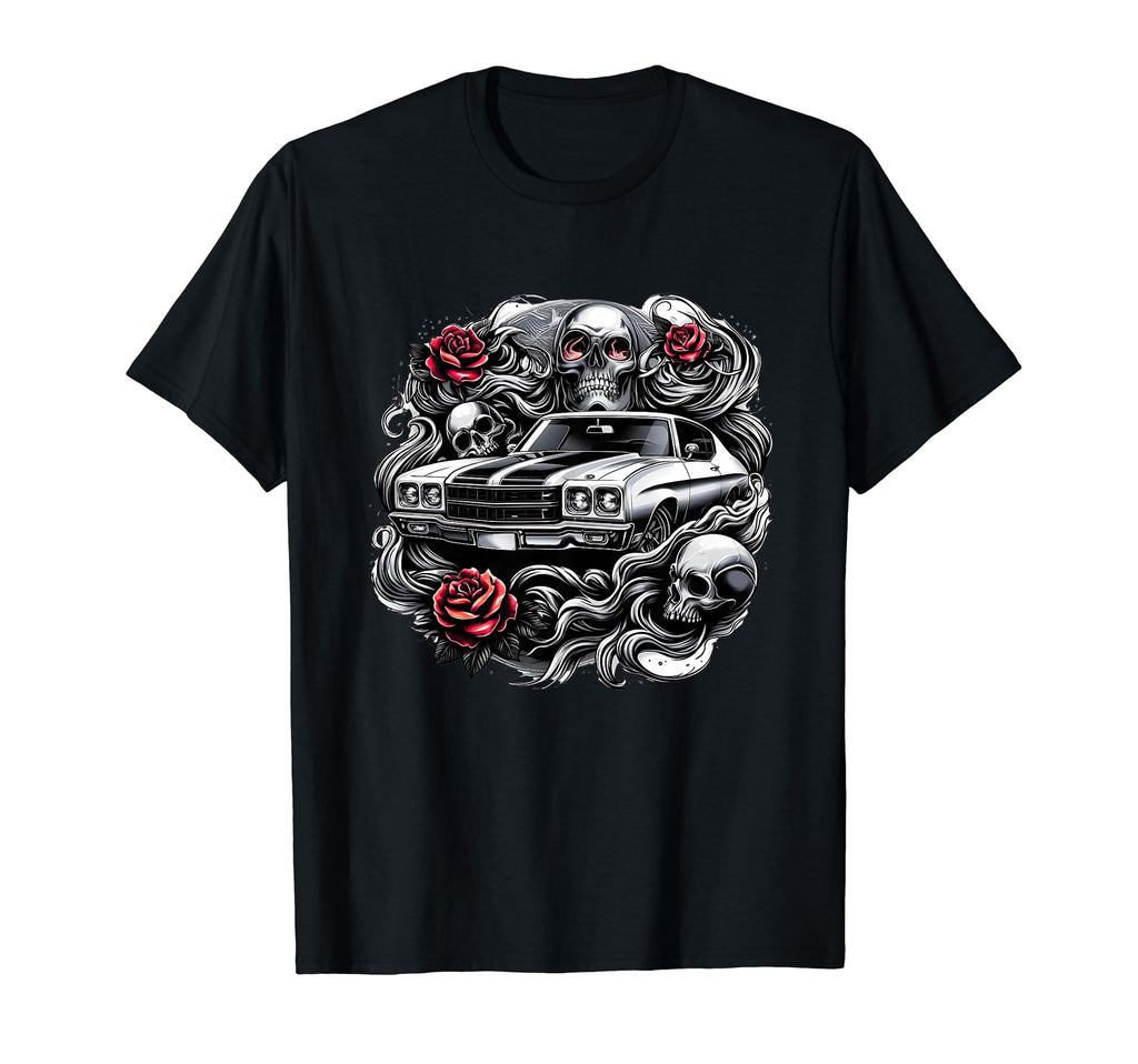 Car Car Show Car Muscle Car Skull T-Shirt - Casual Everyday Wear Unisex - T-Shirt, Sweatshirt, Hoodie