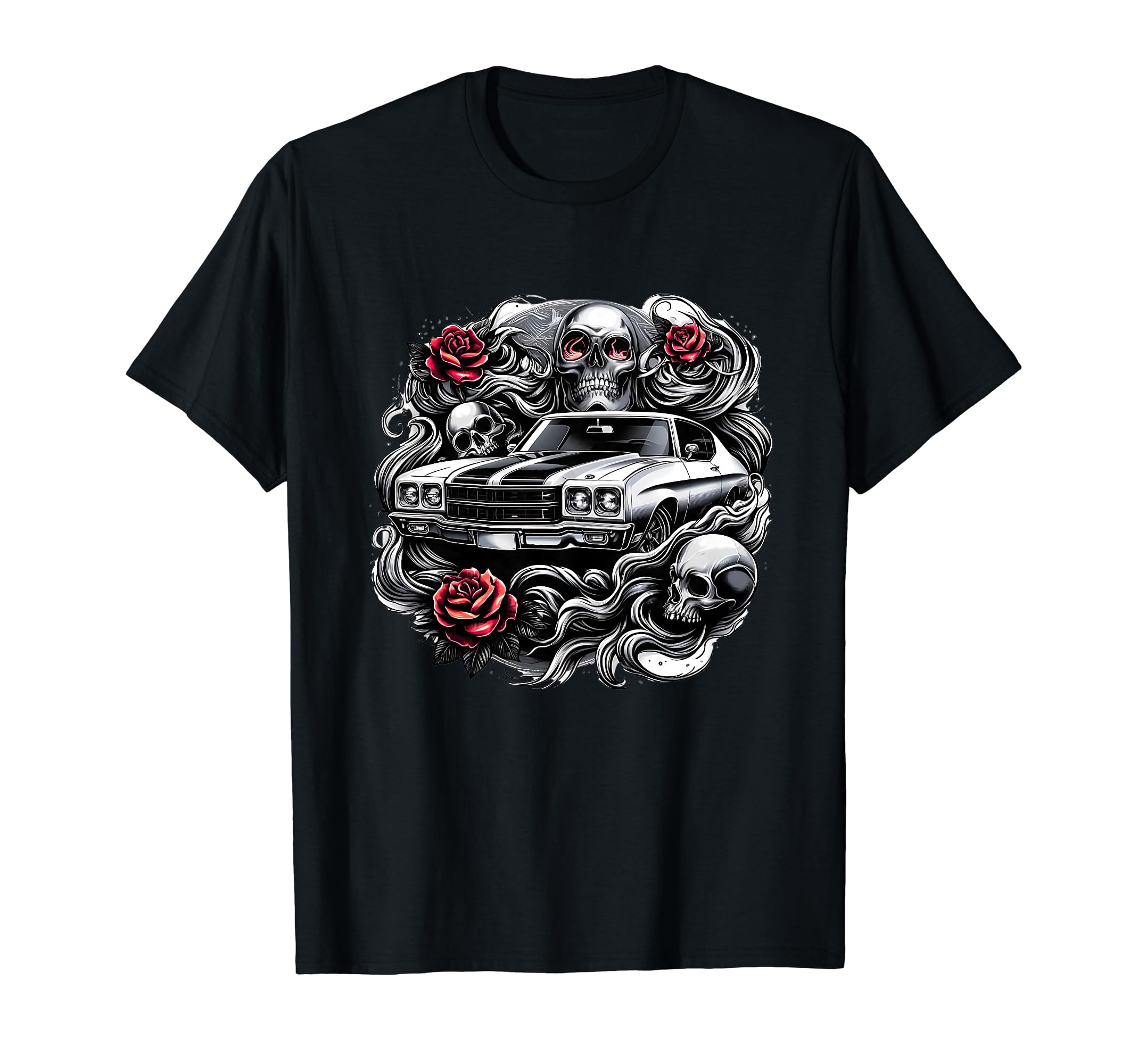 Car Car Show Car Muscle Car Skull T-Shirt - Casual Everyday Wear Unisex - T-Shirt, Sweatshirt, Hoodie