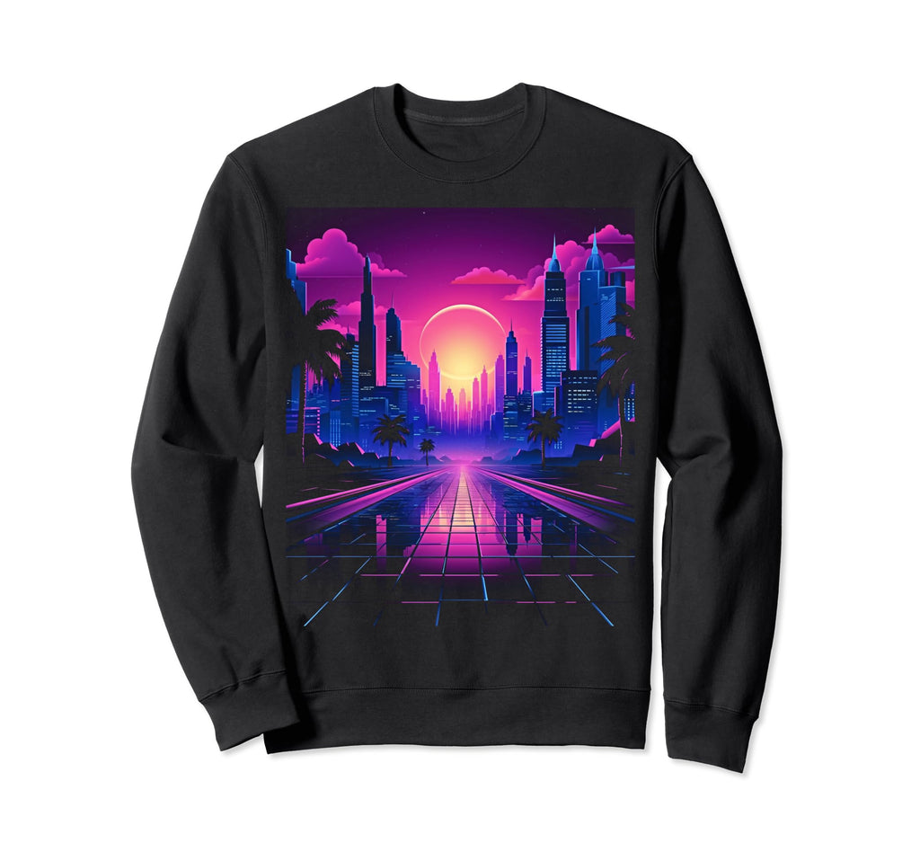 Vaporwave Cityscape 80S Synthwave 15 Sweatshirt - Streetwear Style Unisex - T-Shirt, Sweatshirt, Hoodie
