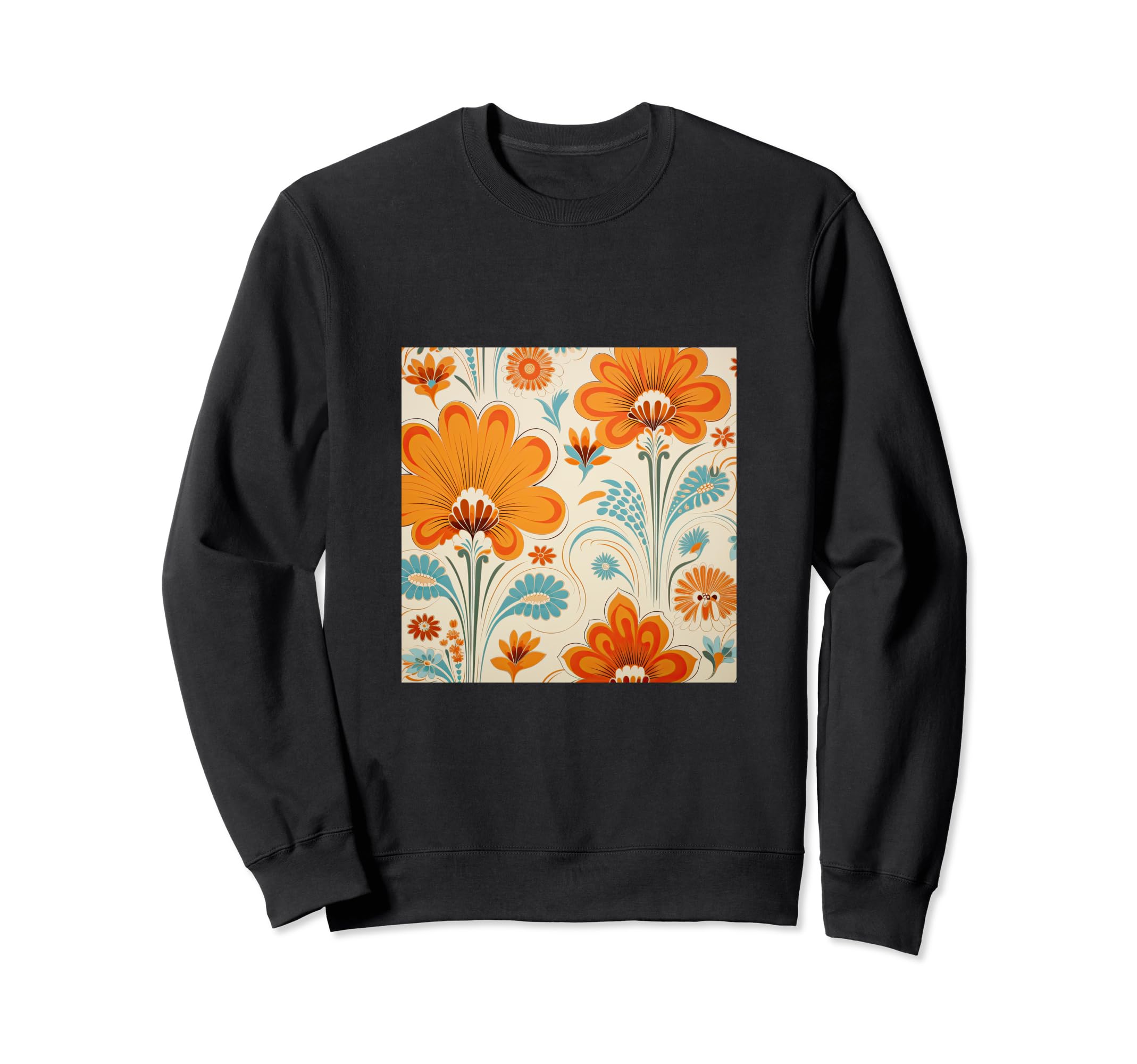 70S Wallpaper Flowers Floral Pattern Sweatshirt - Graphic Print for Adults - T-Shirt, Sweatshirt, Hoodie