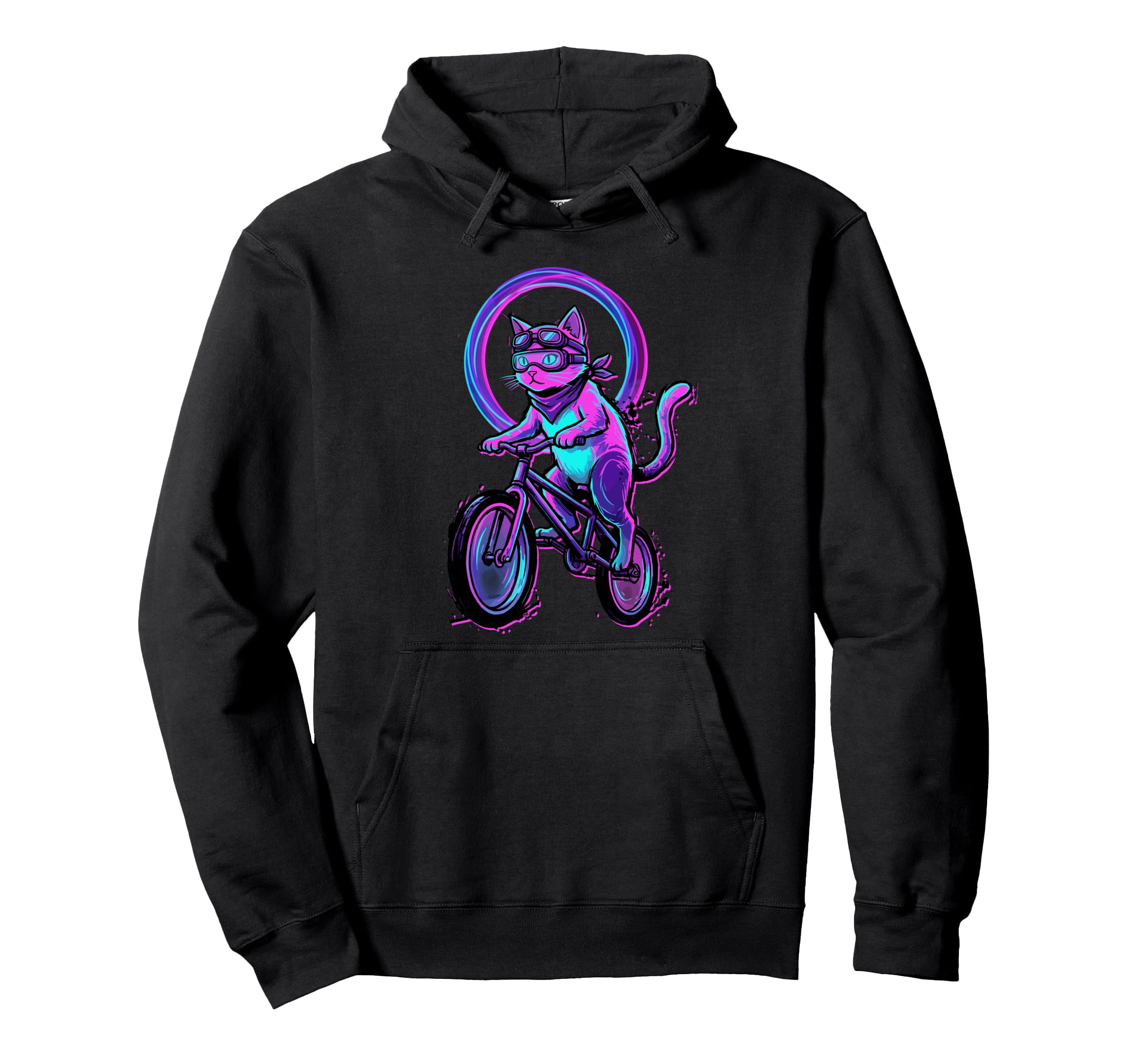 Bmx Cat Rider Vaporwave Cycling 80S Hoodie - Custom Art Print Unisex - T-Shirt, Sweatshirt, Hoodie
