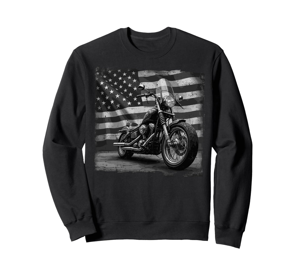 Us Flag Biker Riding Lover Sweatshirt - Novelty Apparel Men Women - T-Shirt, Sweatshirt, Hoodie