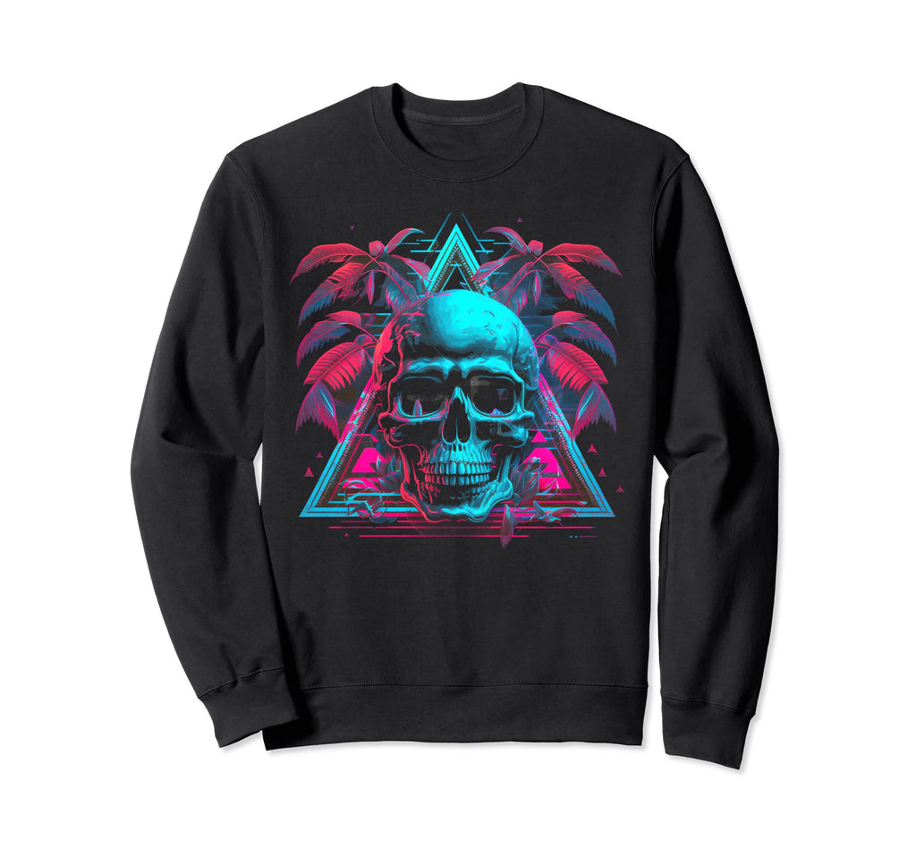 Skull Vaporwave Retrowave Sweatshirt - Minimalist Print Men Women - T-Shirt, Sweatshirt, Hoodie