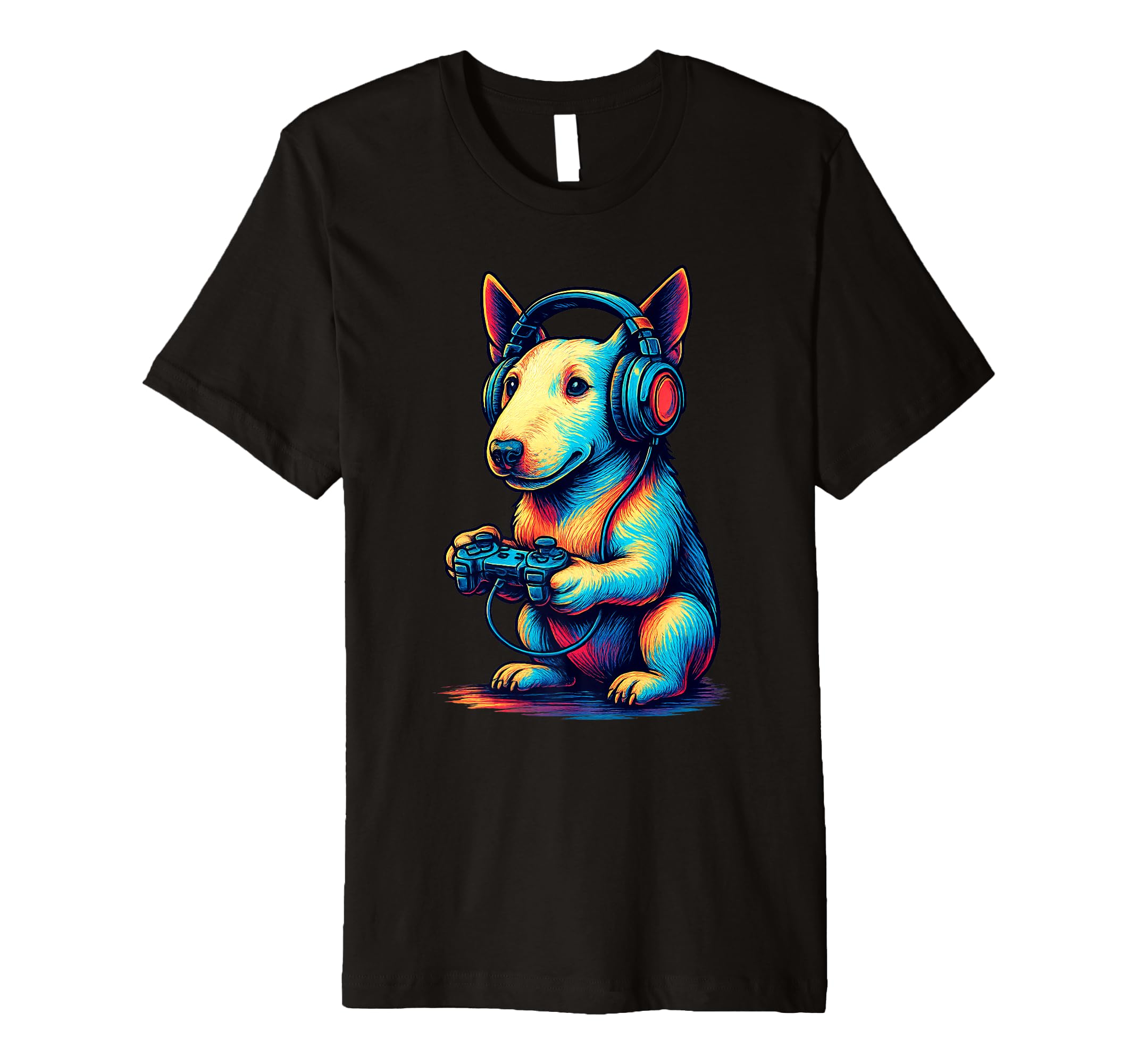 English Bull Terrier Gamer Gaming Dog T-Shirt - Novelty Apparel for Adults - T-Shirt, Sweatshirt, Hoodie