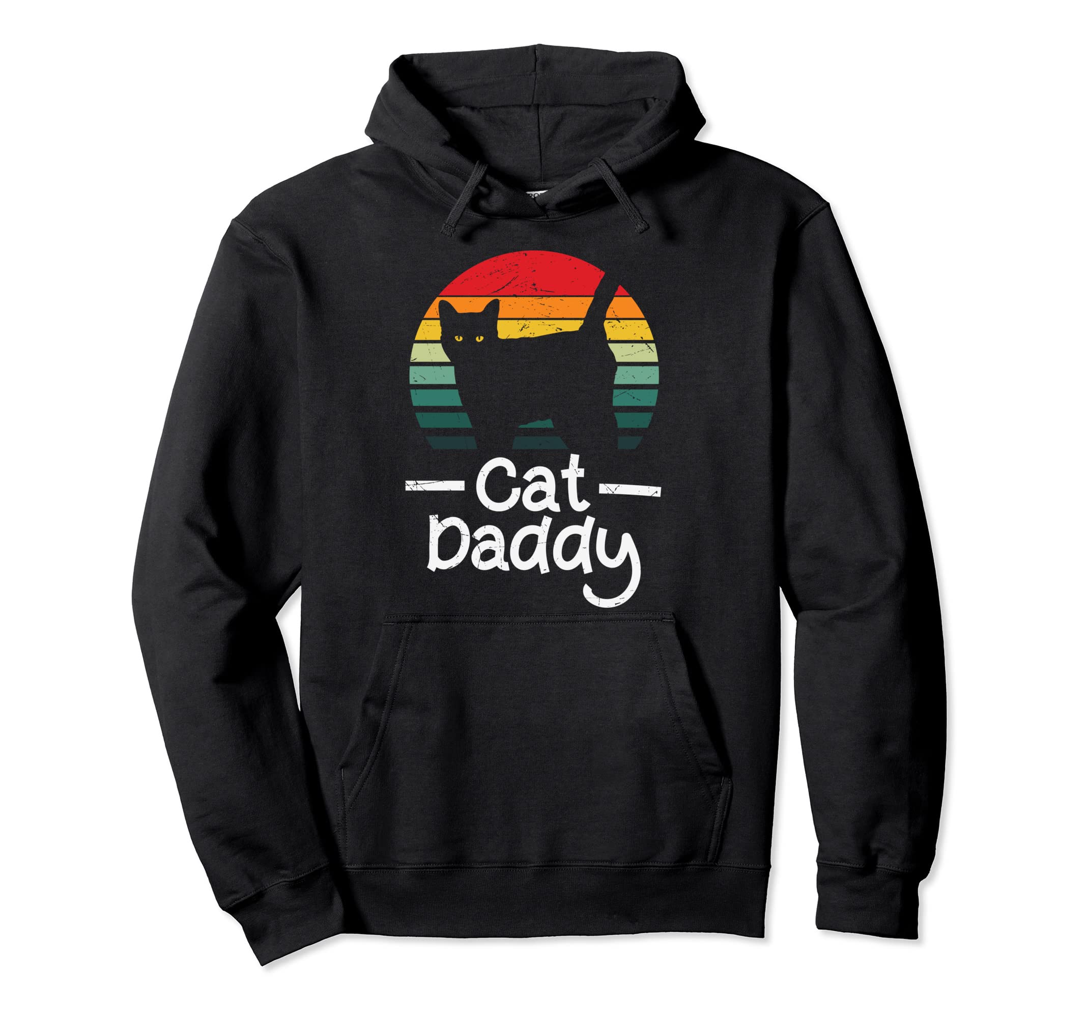 Cat Daddy Eighties Cat Distressed Hoodie - Streetwear Style Unisex - T-Shirt, Sweatshirt, Hoodie