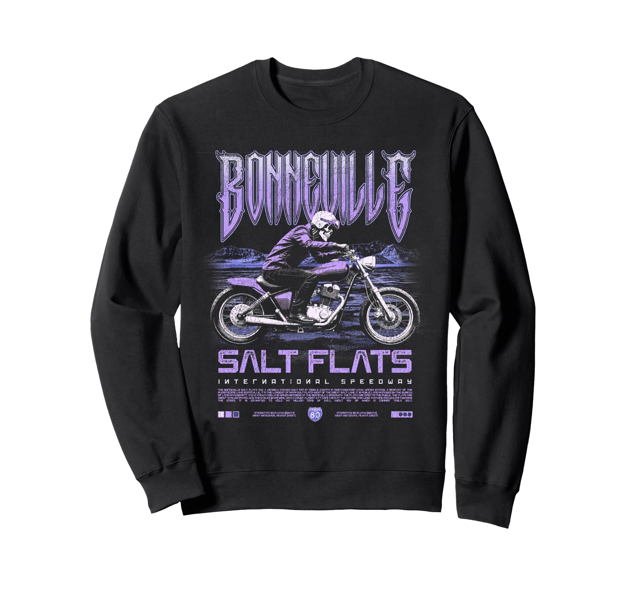Bonneville Salt Flats Motorcycle Sweatshirt - Unique Graphic for Adults - T-Shirt, Sweatshirt, Hoodie