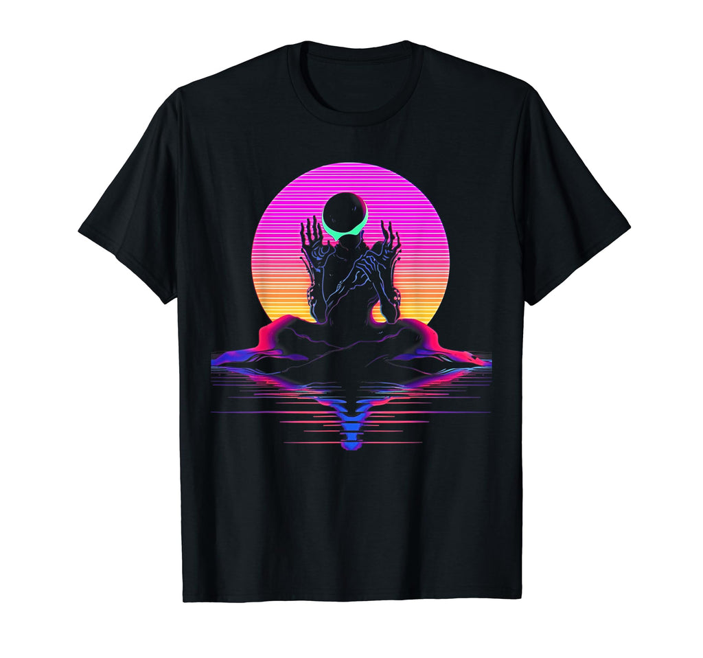 Synthwave Alien Buddha Cyberpunk 80S T-Shirt - Streetwear Style for Adults - T-Shirt, Sweatshirt, Hoodie