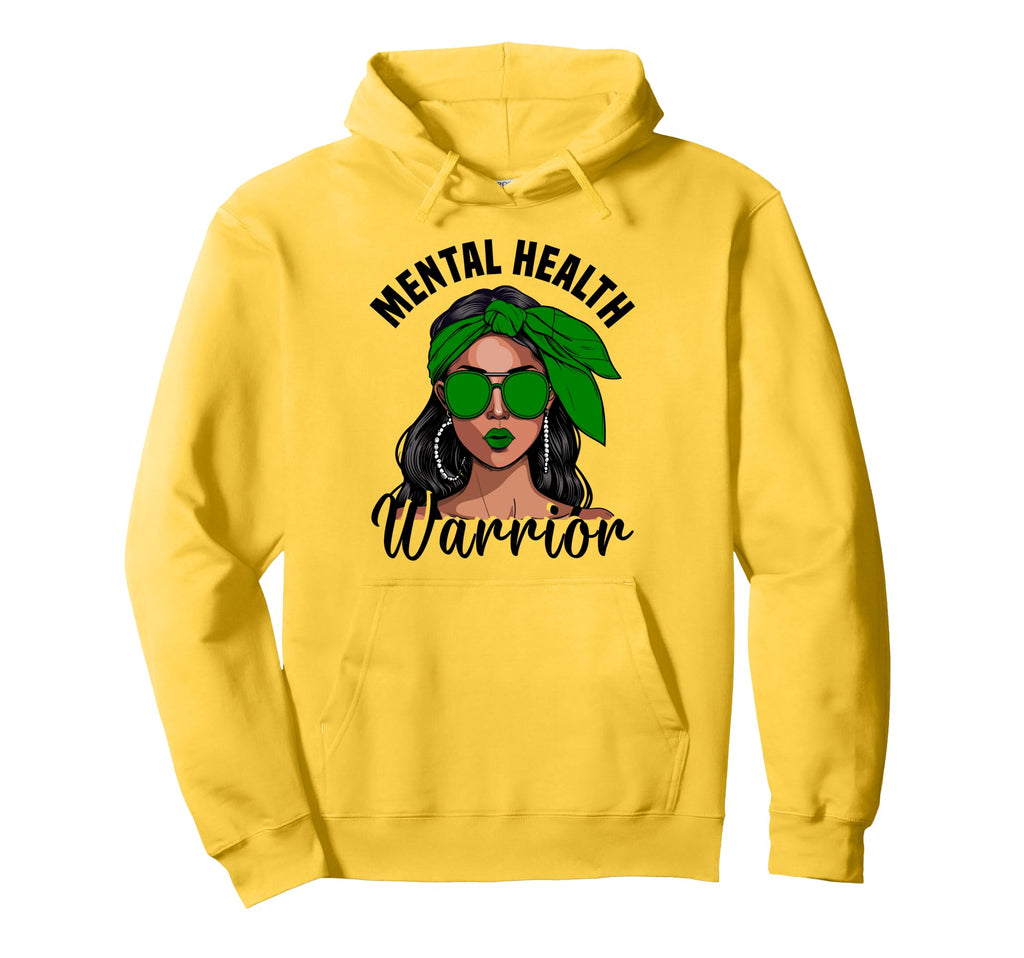 Mental Health Awareness Ribbon Warrior Hoodie - Unique Graphic for Adults - T-Shirt, Sweatshirt, Hoodie