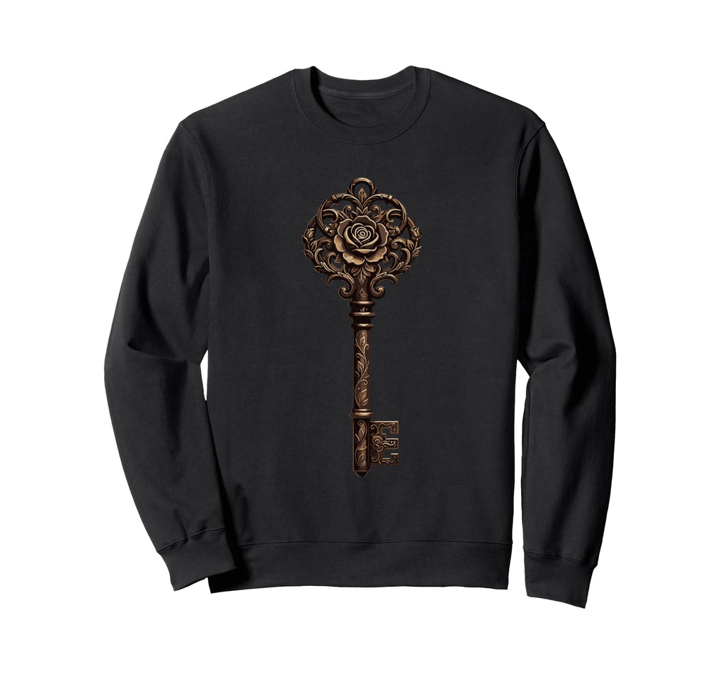 Ornate Antique Key Rose Letter E Sweatshirt - Unique Graphic for Adults - T-Shirt, Sweatshirt, Hoodie