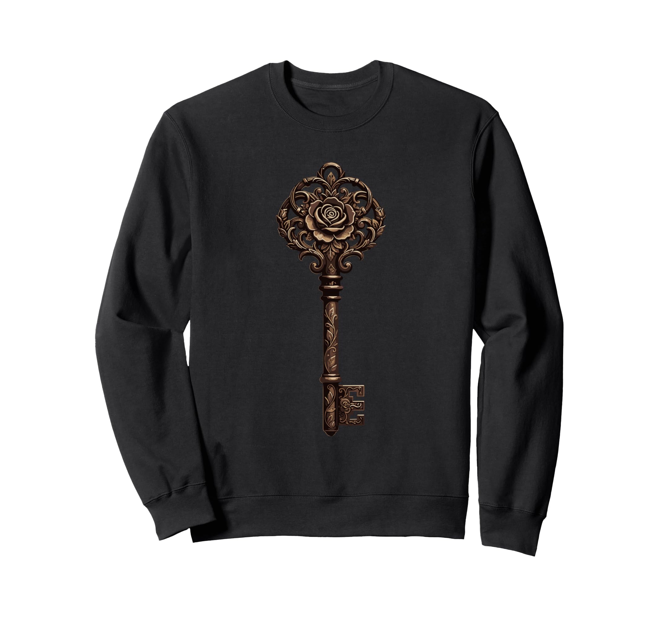 Ornate Antique Key Rose Letter E Sweatshirt - Unique Graphic for Adults - T-Shirt, Sweatshirt, Hoodie