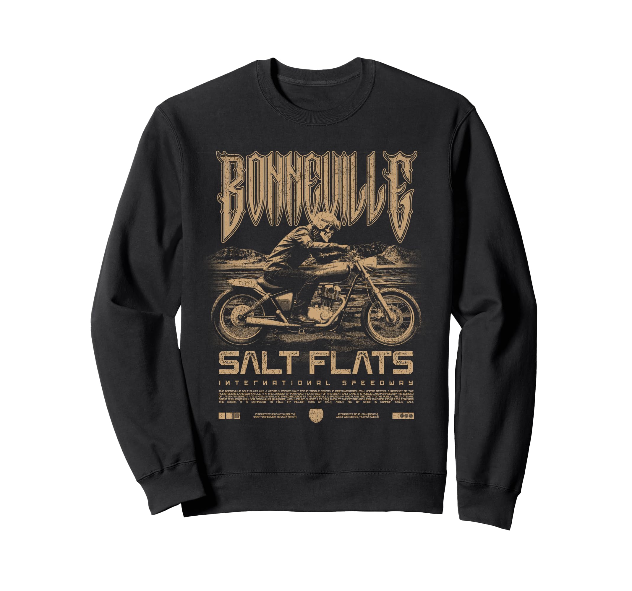 Bonneville Salt Flats Motorcycle Sweatshirt - Minimalist Print Men Women - T-Shirt, Sweatshirt, Hoodie