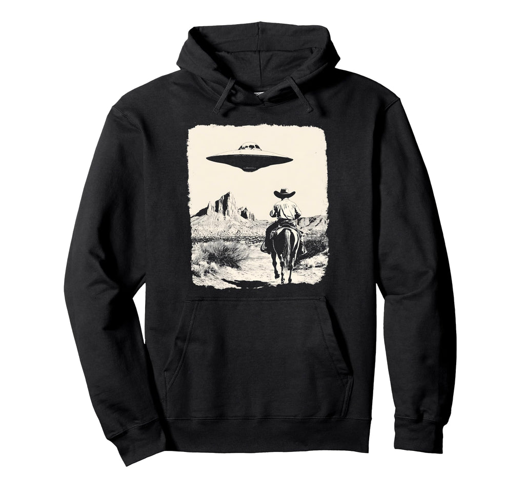 Western Cowboy Ufo Cowboy Alien Funny 90S Hoodie - Trendy Graphic Unisex - T-Shirt, Sweatshirt, Hoodie