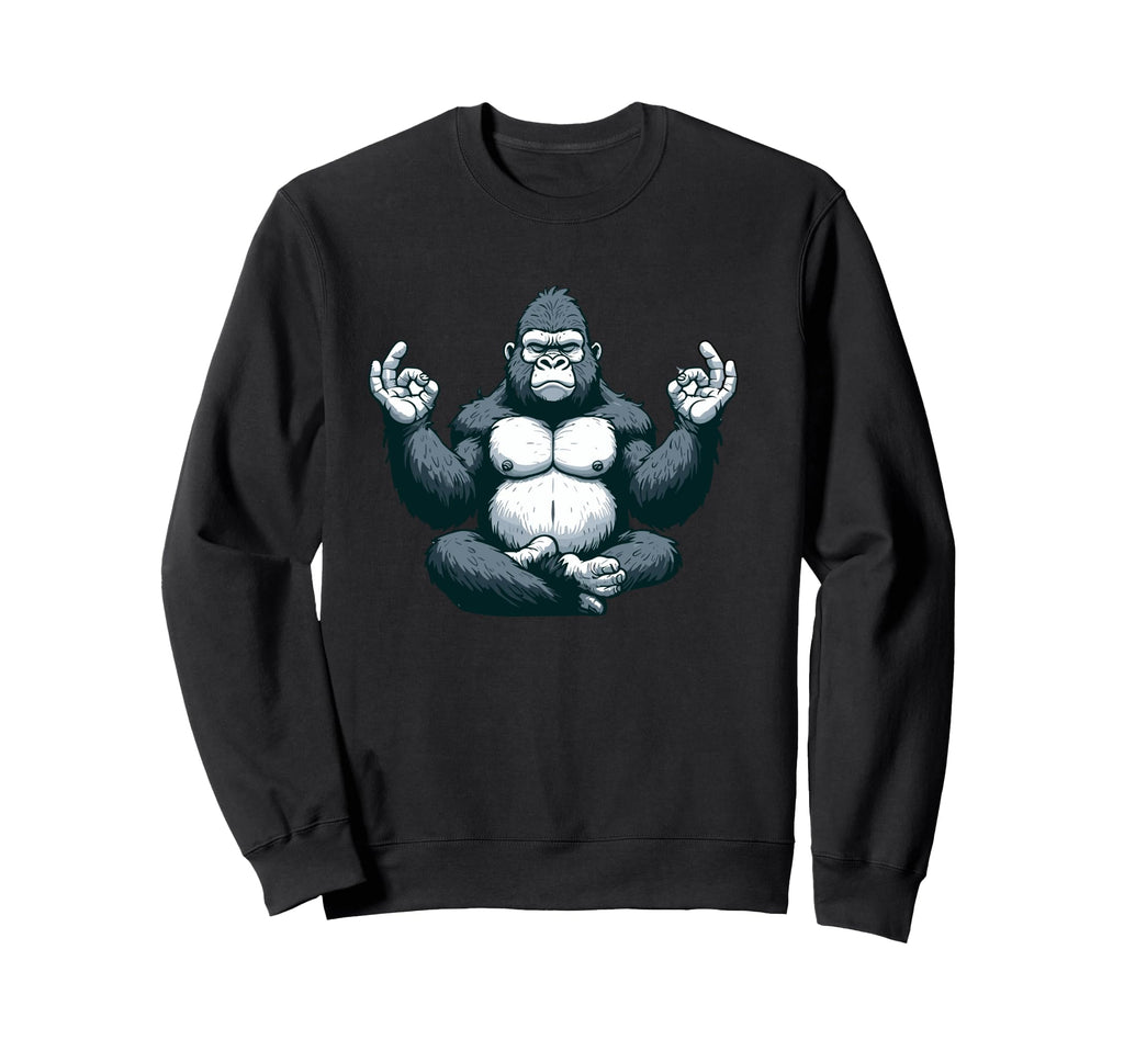 Meditation Gorilla Yoga Pose Sweatshirt - Trendy Graphic Men Women - T-Shirt, Sweatshirt, Hoodie