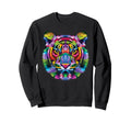 Rainbow Tiger Head Vibrant Sweatshirt - Aesthetic Graphic Men Women - T-Shirt, Sweatshirt, Hoodie