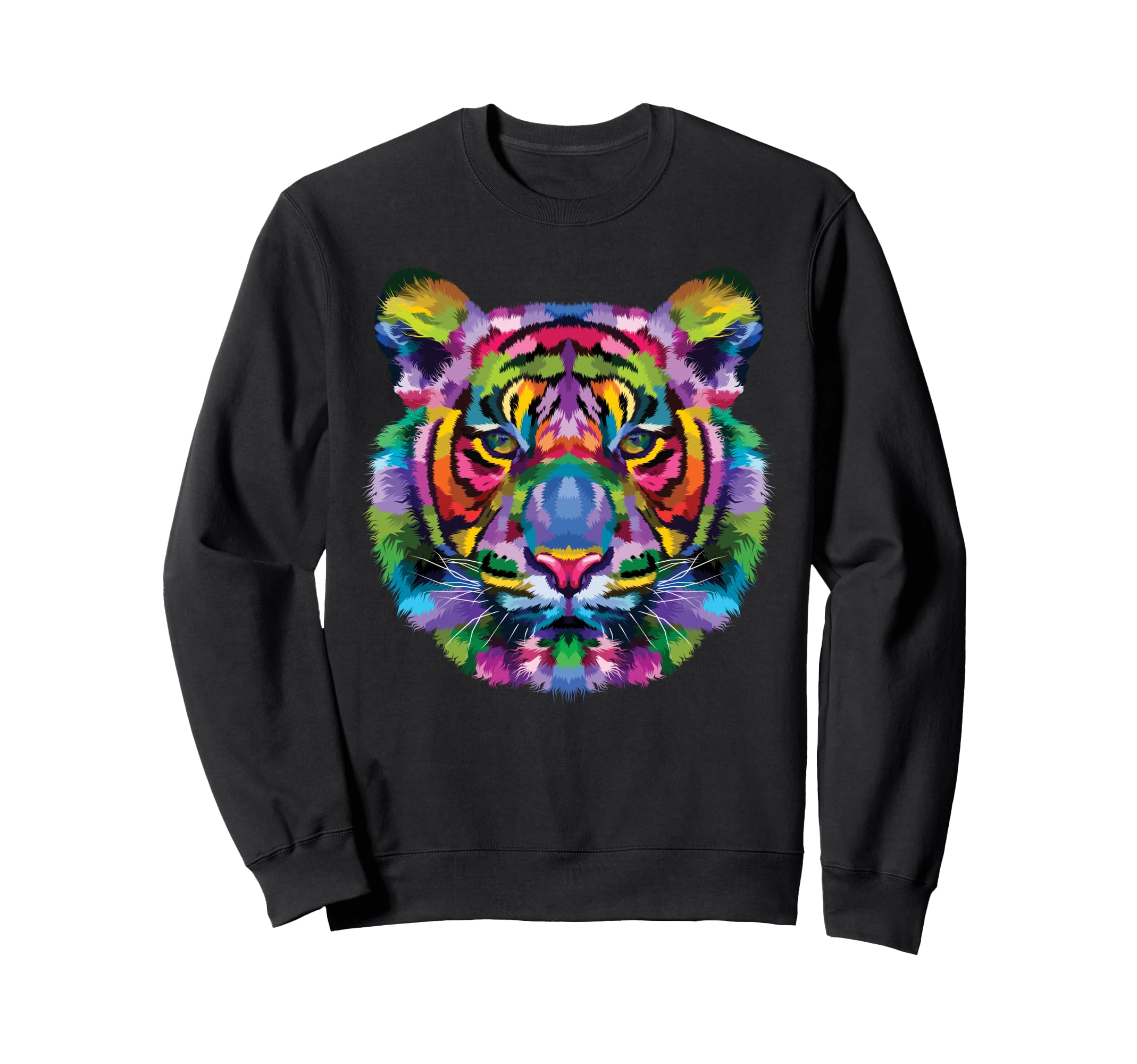 Rainbow Tiger Head Vibrant Sweatshirt - Aesthetic Graphic Men Women - T-Shirt, Sweatshirt, Hoodie