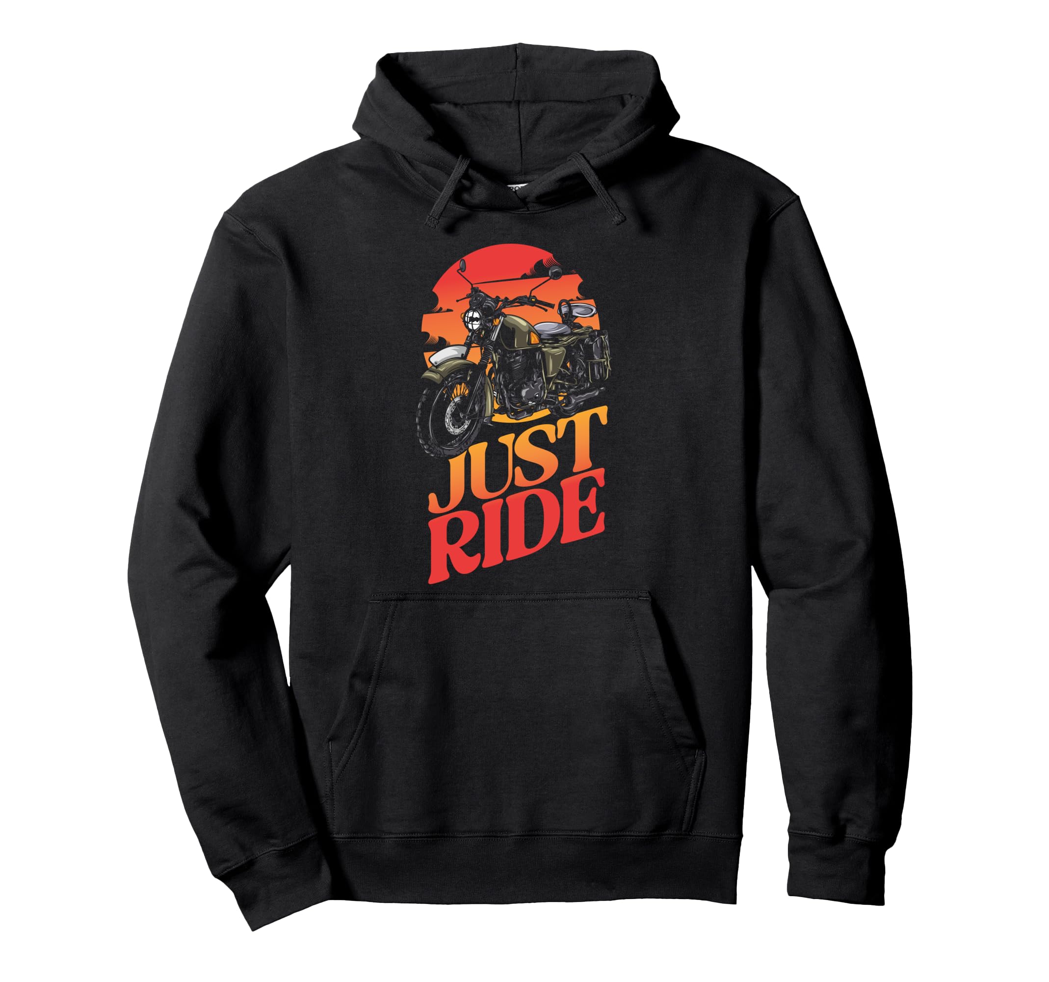 Motorcycle Biker Just Ride Hoodie - Trendy Graphic Men Women - T-Shirt, Sweatshirt, Hoodie