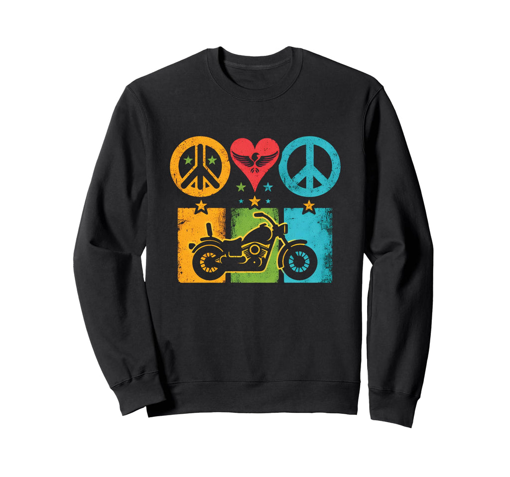 Peace Love And Motorbike Peace Sweatshirt - Fun Novelty Design Men Women - T-Shirt, Sweatshirt, Hoodie