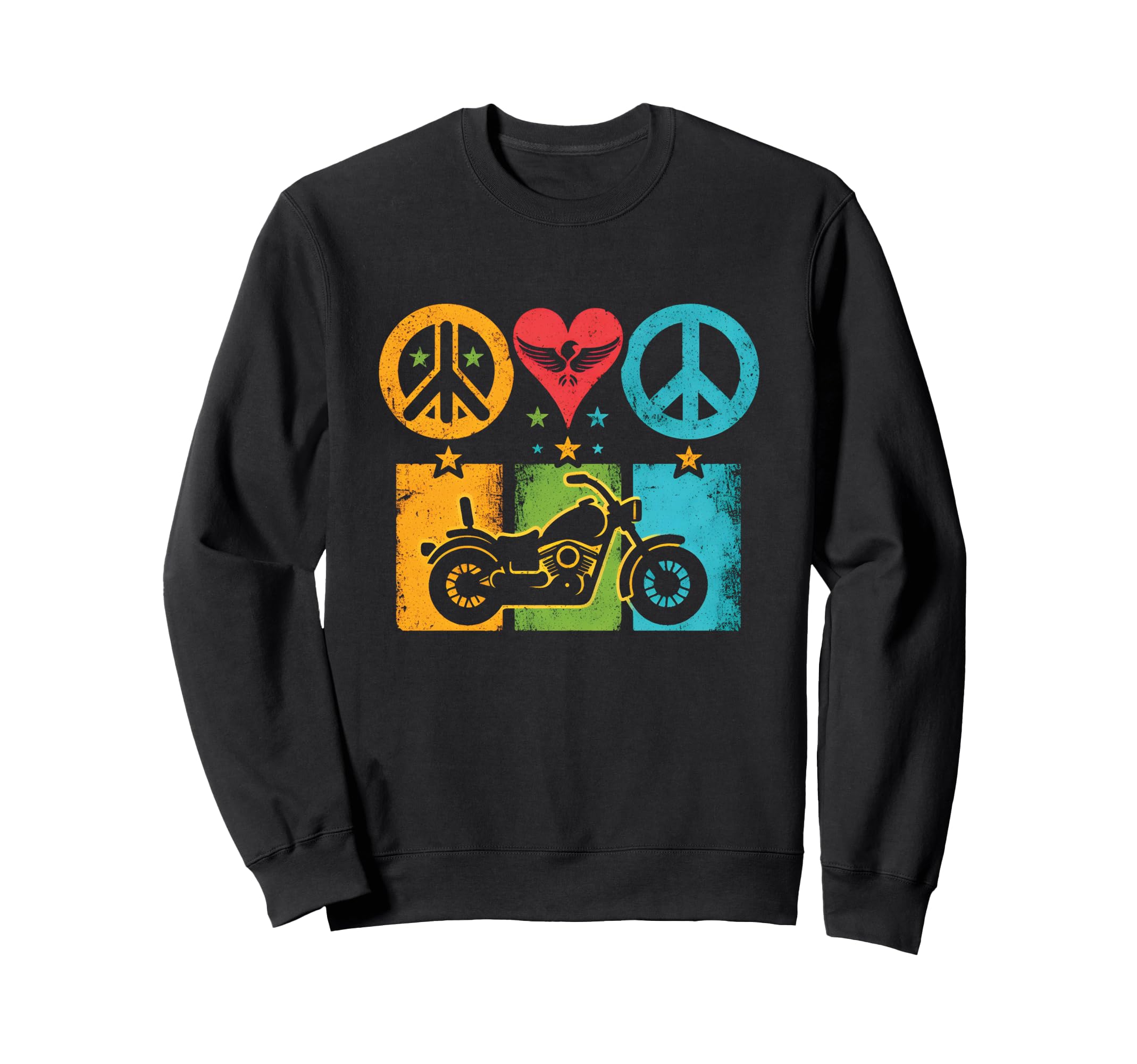 Peace Love And Motorbike Peace Sweatshirt - Fun Novelty Design Men Women - T-Shirt, Sweatshirt, Hoodie