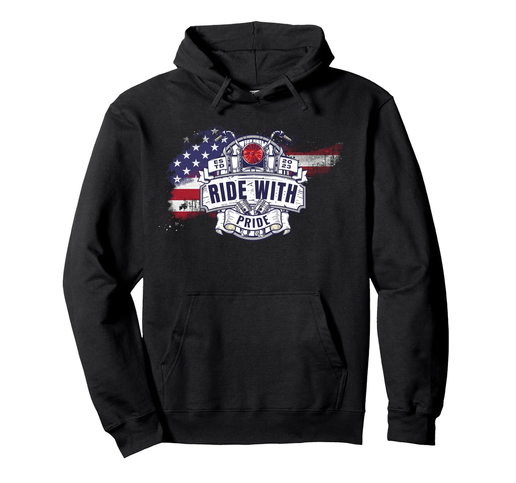 Ride Pride Motorbike Motorcycle Mens Hoodie - Aesthetic Graphic Men Women - T-Shirt, Sweatshirt, Hoodie