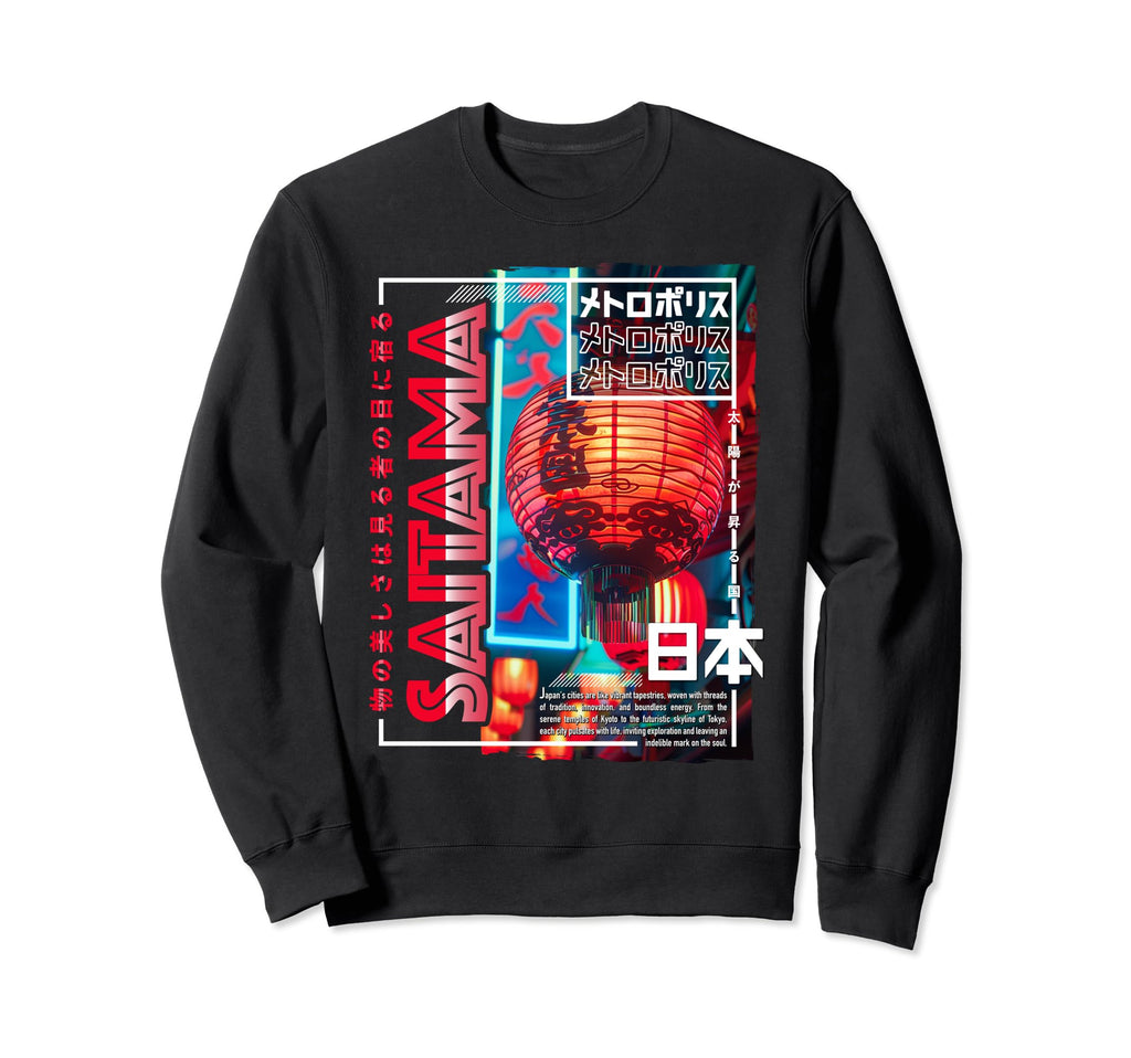 Saitama City 80S Synthwave Lampion Sweatshirt - Unique Graphic for Adults - T-Shirt, Sweatshirt, Hoodie