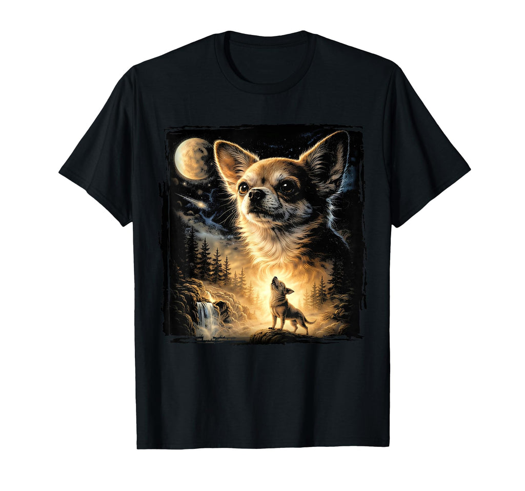 90S Chihuahua Howling Moon T-Shirt - Fun Novelty Design for Adults - T-Shirt, Sweatshirt, Hoodie