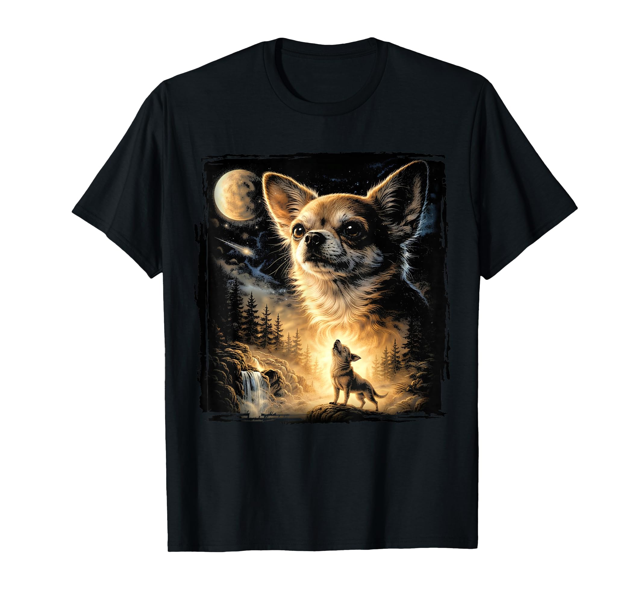 90S Chihuahua Howling Moon T-Shirt - Fun Novelty Design for Adults - T-Shirt, Sweatshirt, Hoodie