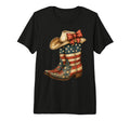 Western Cowboy Boots Cowgirl American Flag T-Shirt - Graphic Print Unisex - T-Shirt, Sweatshirt, Hoodie