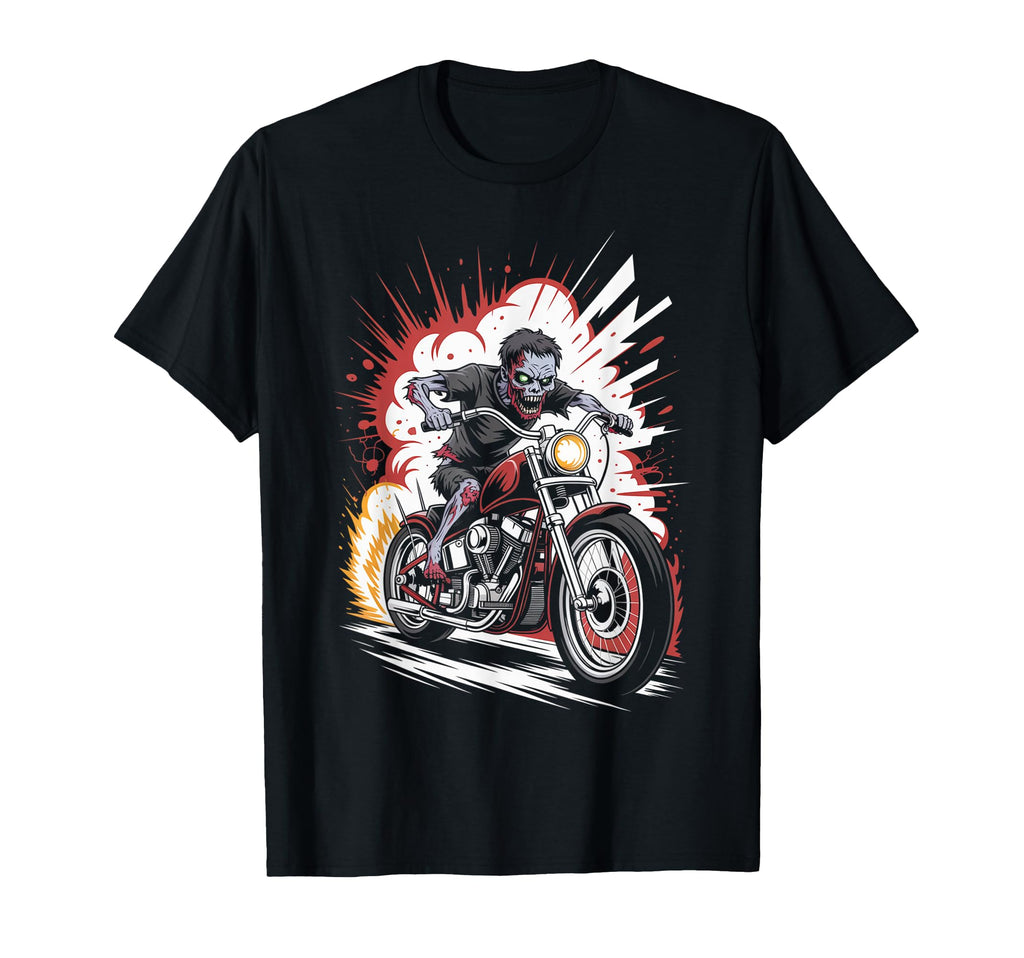 Zombie Biker Riding Motorcycle Outfit T-Shirt - Graphic Print Men Women - T-Shirt, Sweatshirt, Hoodie
