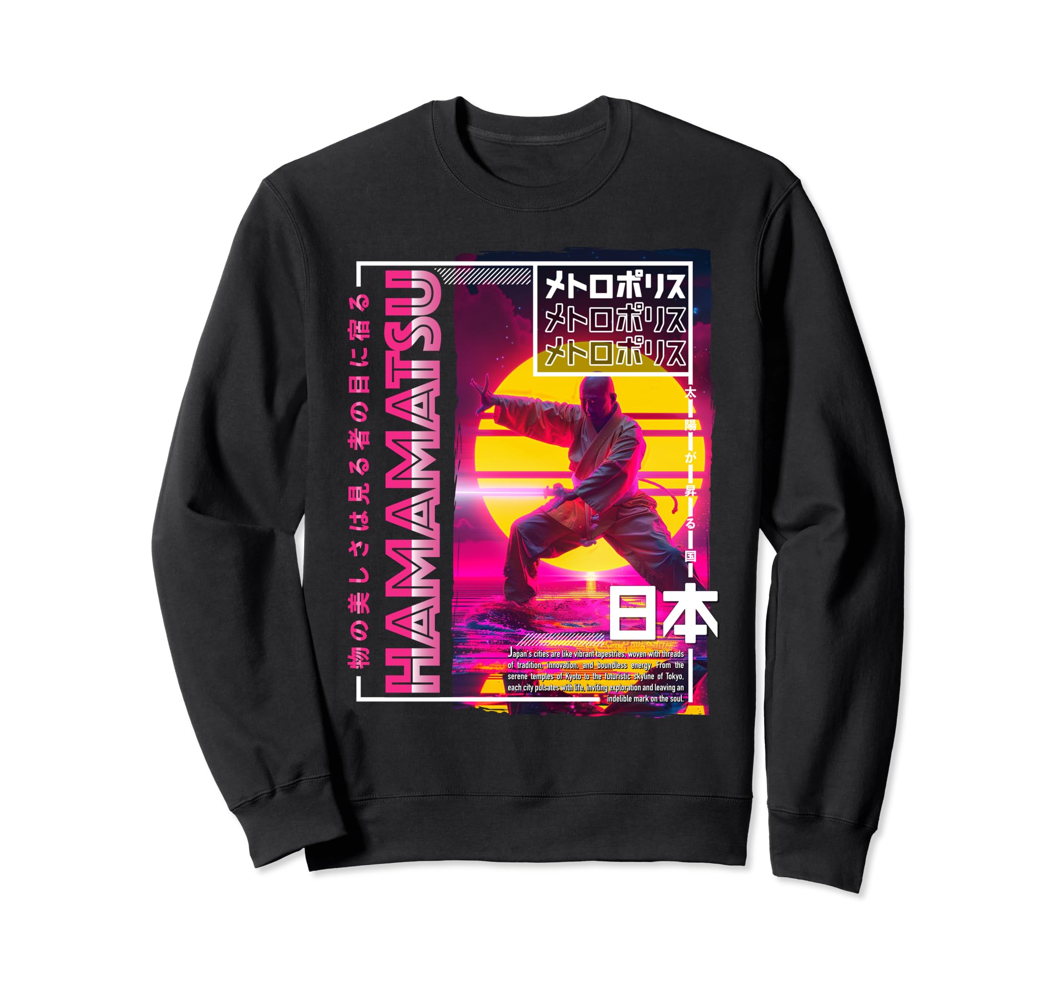 Hamamatsu City 80S Synthwave Sweatshirt - Casual Everyday Wear Men Women - T-Shirt, Sweatshirt, Hoodie
