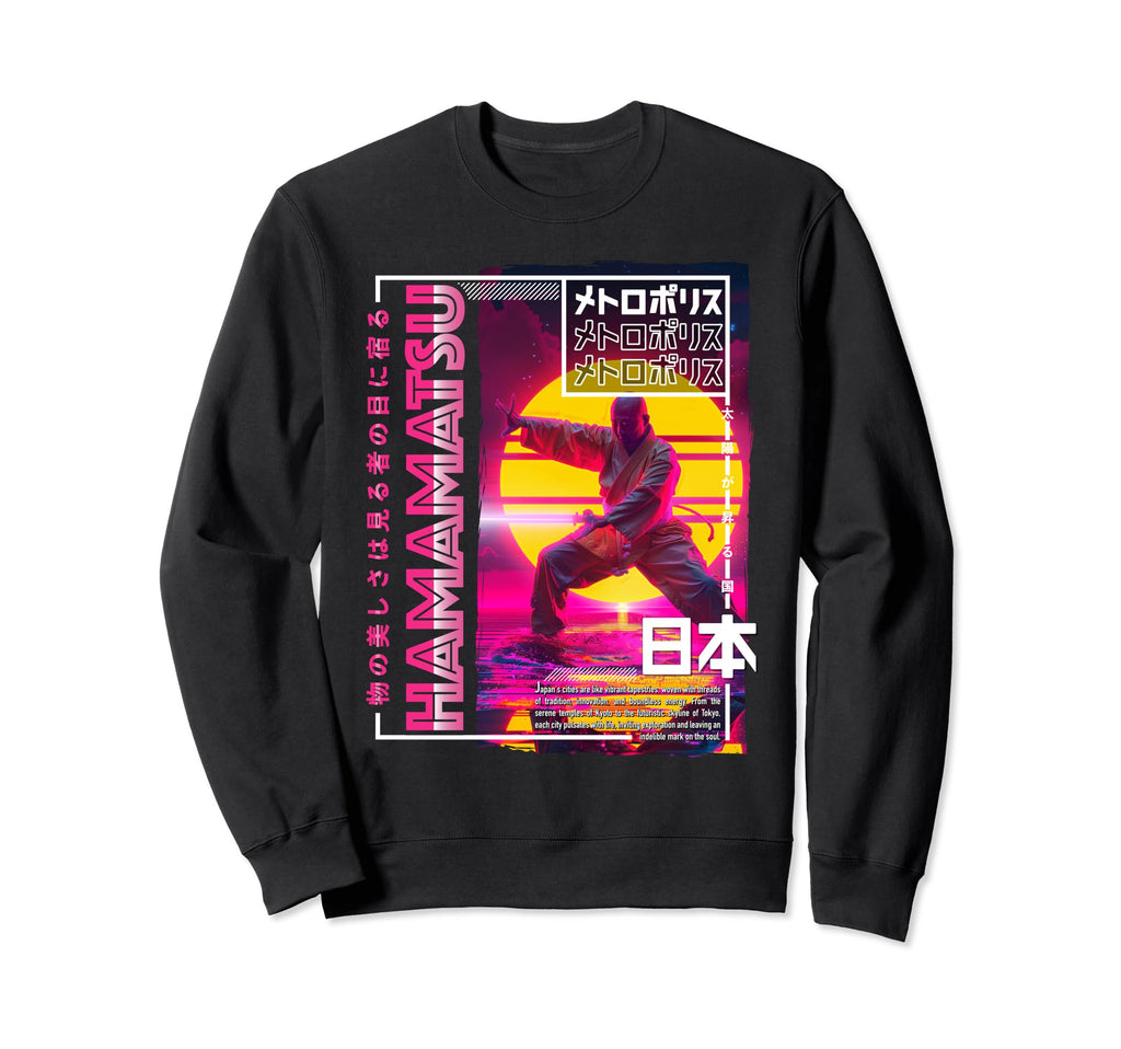 Hamamatsu City 80S Synthwave Shaolin Sweatshirt - Graphic Print Unisex - T-Shirt, Sweatshirt, Hoodie