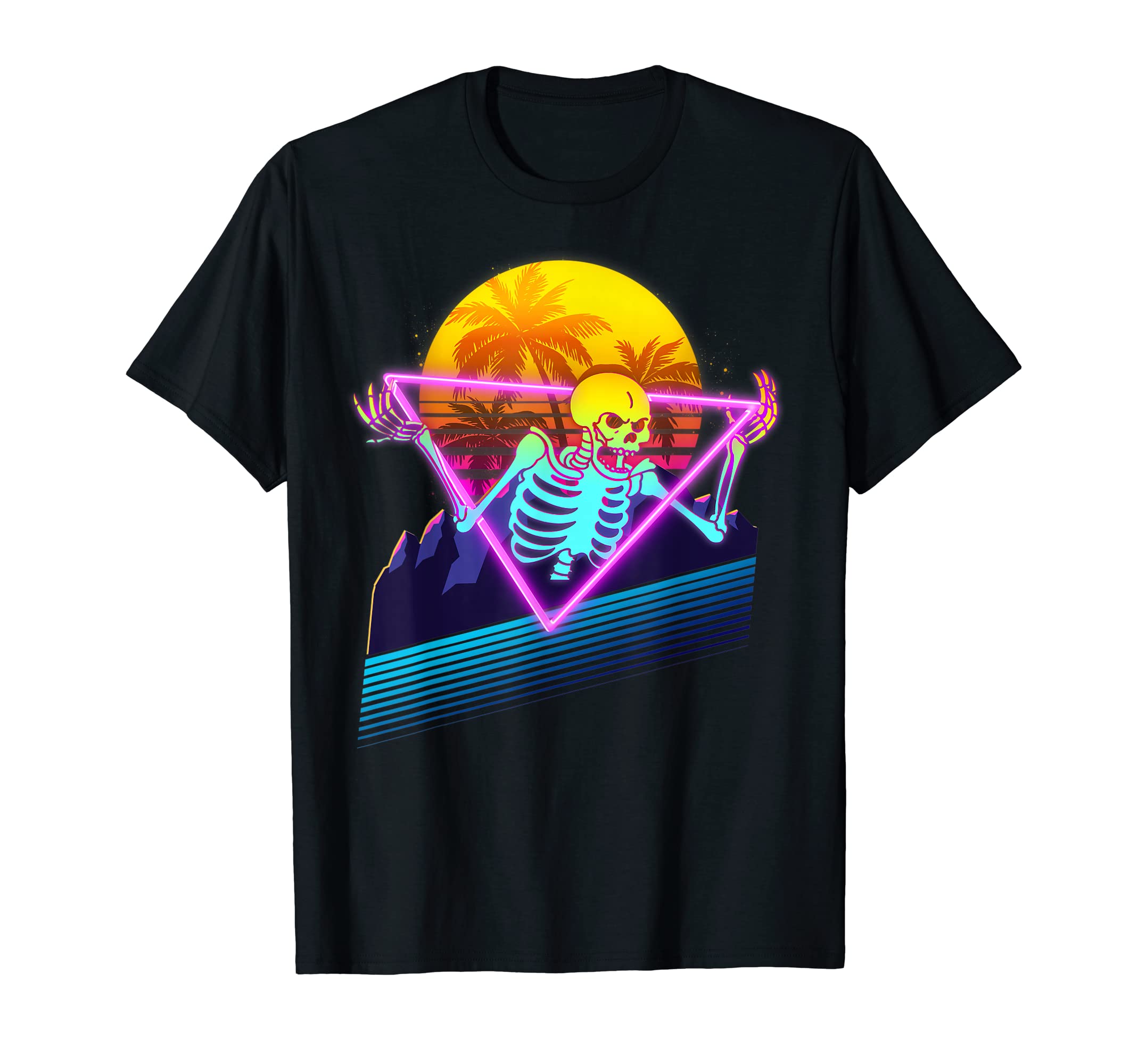 Scary Skeleton Meme 80S Vaporwave T-Shirt - Trendy Graphic for Adults - T-Shirt, Sweatshirt, Hoodie