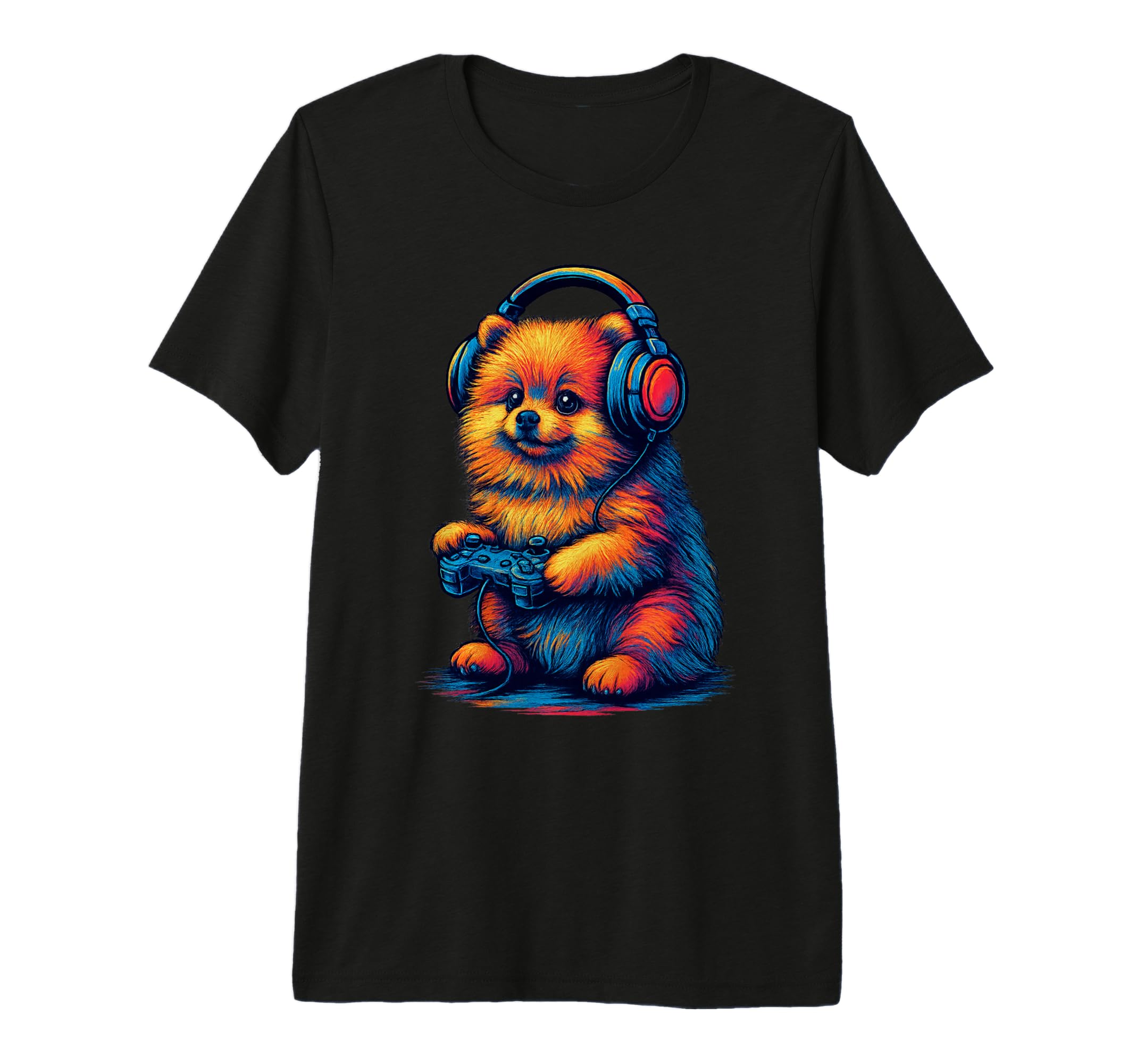 Pomeranian Gamer Gaming Dog Lover Tri T-Shirt - Minimalist Print Unisex - T-Shirt, Sweatshirt, Hoodie