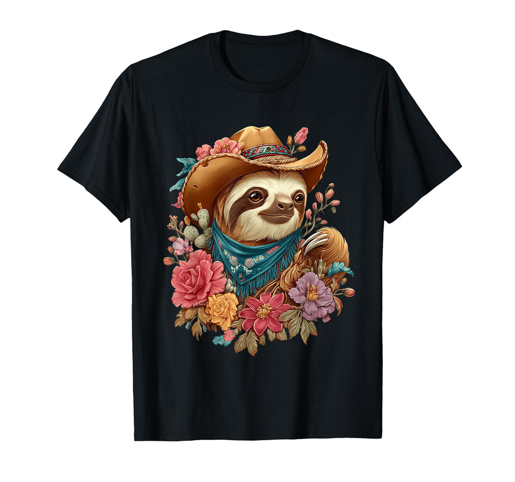 Country Cowboy Sloth Rodeo Cowgirl T-Shirt - Novelty Apparel for Adults - T-Shirt, Sweatshirt, Hoodie