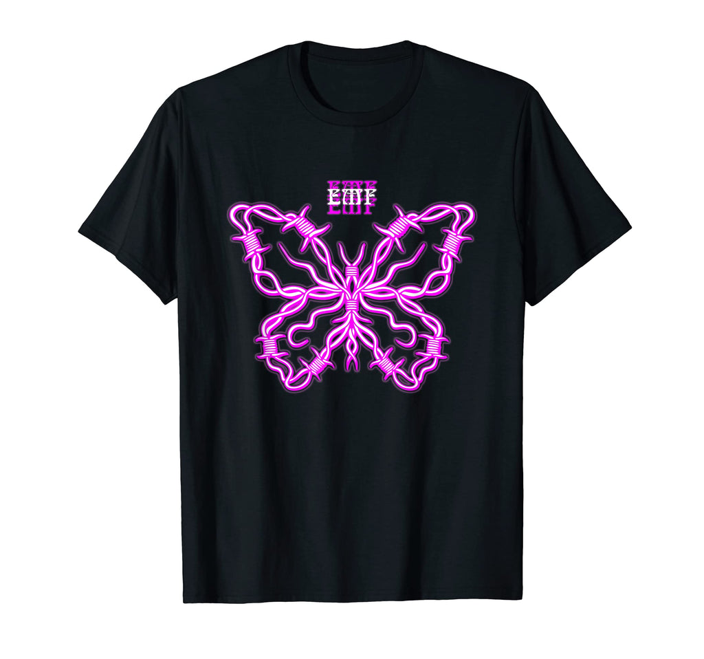 Barbwire Butterfly Retrowave Outrun T-Shirt - Graphic Print Unisex - T-Shirt, Sweatshirt, Hoodie