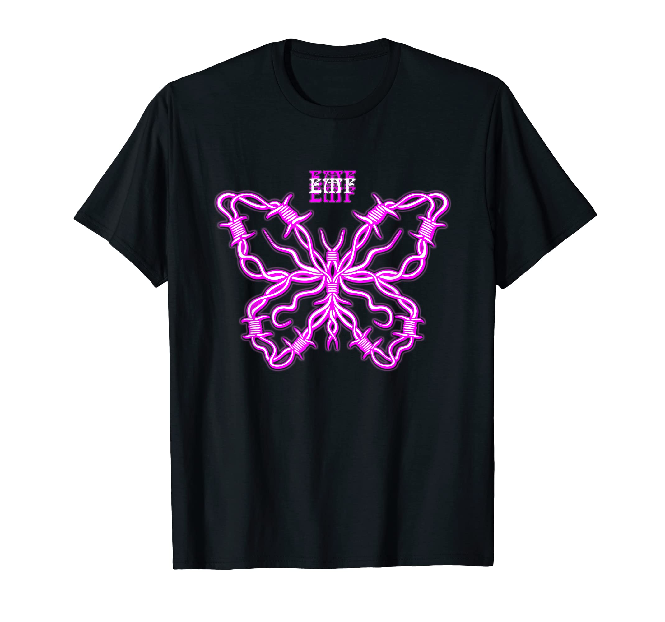 Barbwire Butterfly Retrowave Outrun T-Shirt - Graphic Print Unisex - T-Shirt, Sweatshirt, Hoodie
