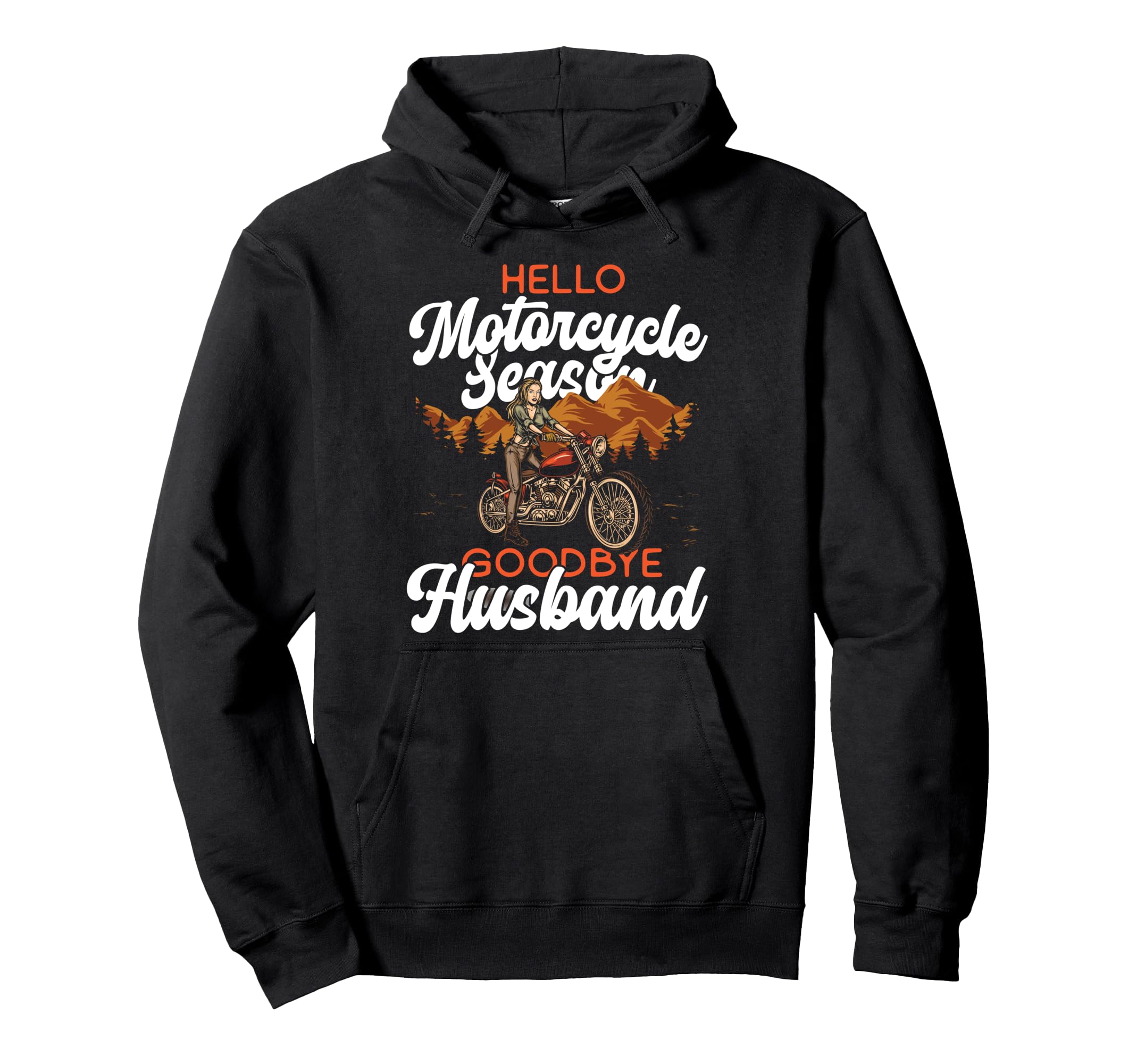 Motorcycle Biker Husband Wife Hello Hoodie - Graphic Print Men Women - T-Shirt, Sweatshirt, Hoodie