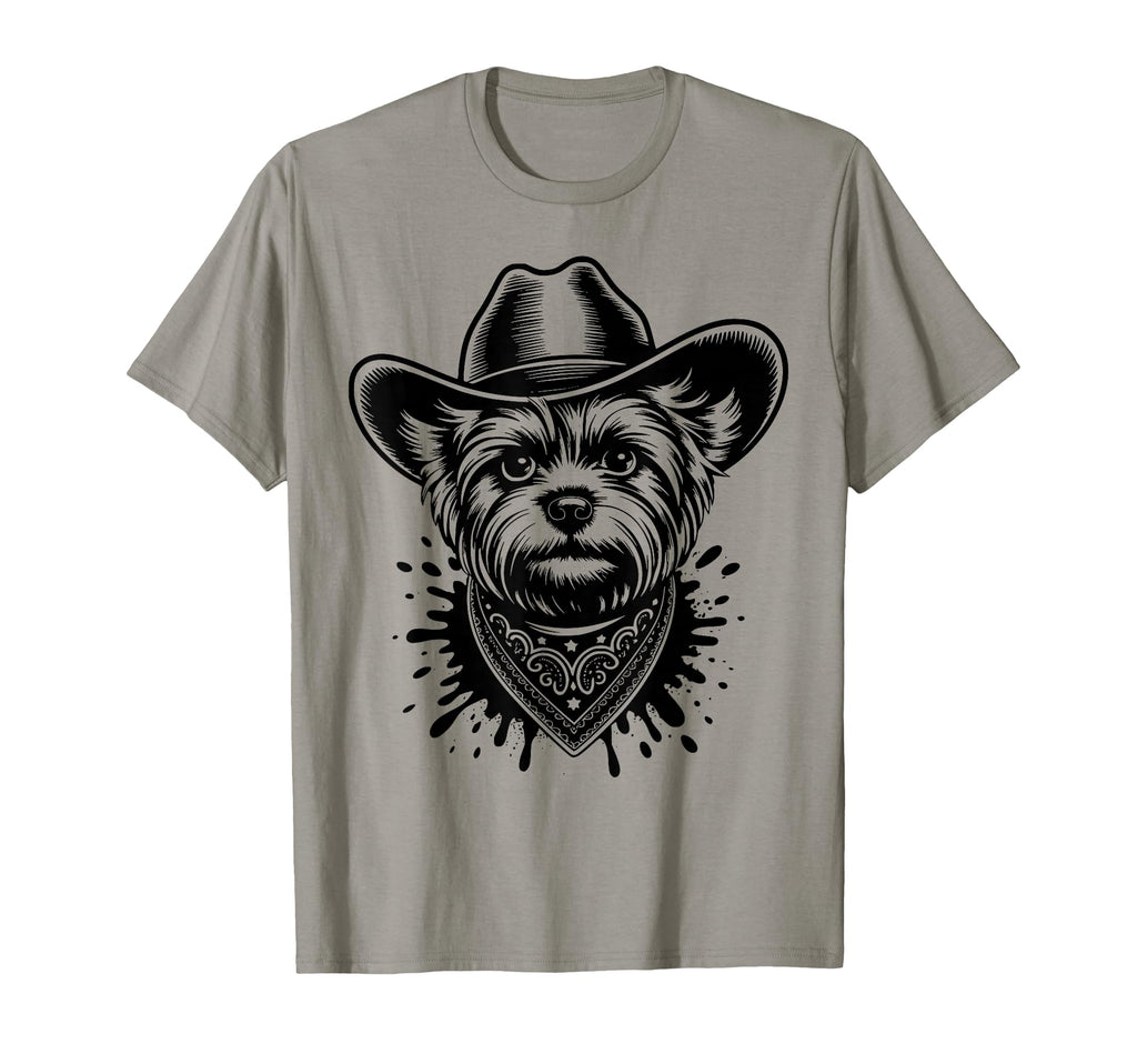 Funny Cowboy Yorkshire Terrier Western Dog T-Shirt - Unique Graphic Unisex - T-Shirt, Sweatshirt, Hoodie