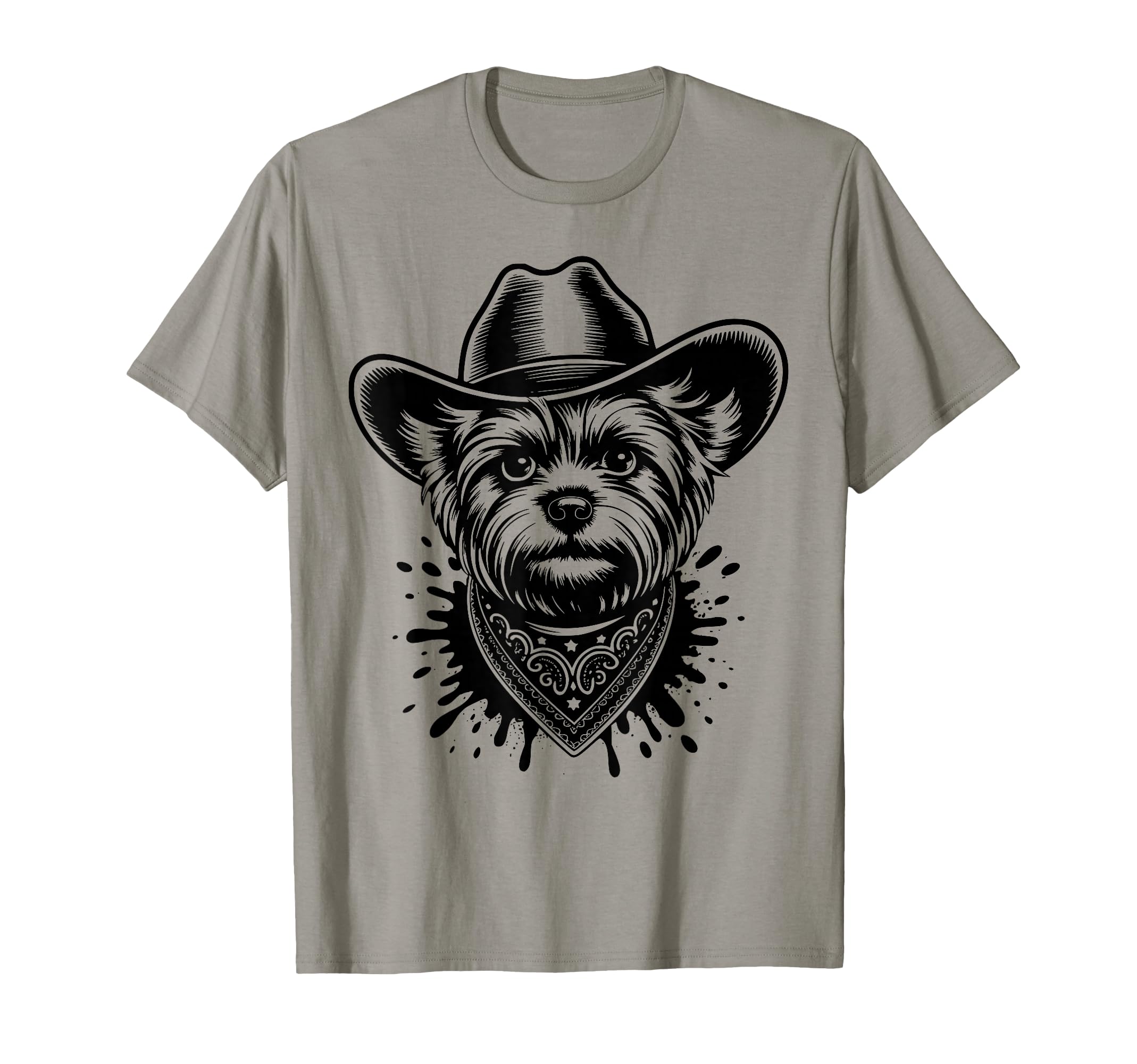 Funny Cowboy Yorkshire Terrier Western Dog T-Shirt - Unique Graphic Unisex - T-Shirt, Sweatshirt, Hoodie