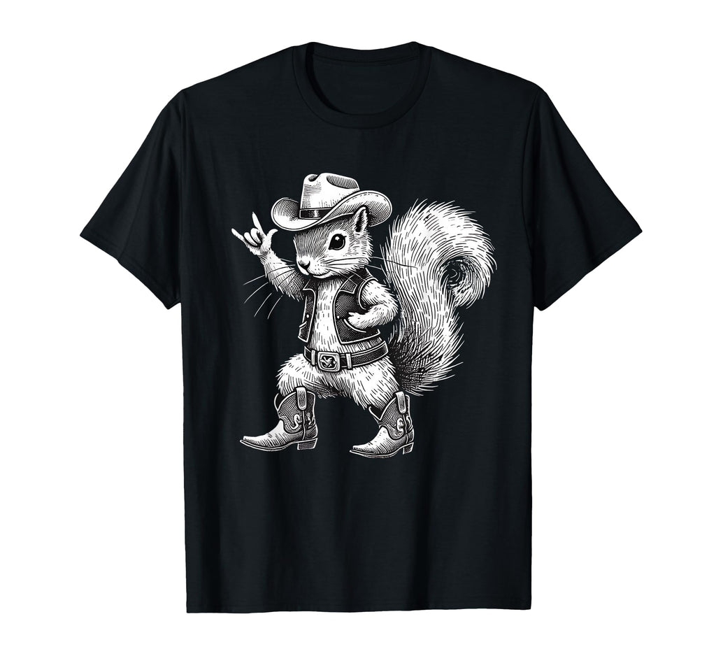 Squirrel Funny Cowboy Cowgirl Western T-Shirt - Unique Graphic for Adults - T-Shirt, Sweatshirt, Hoodie