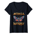 Womens Antisocial Butterfly V Neck T-Shirt - Custom Art Print Men Women - T-Shirt, Sweatshirt, Hoodie
