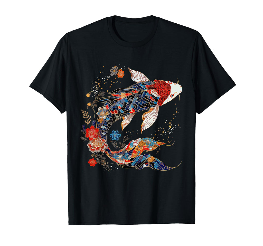 Koi Fish Flower Pattern Japanese Art T-Shirt - Fun Novelty Design Unisex - T-Shirt, Sweatshirt, Hoodie