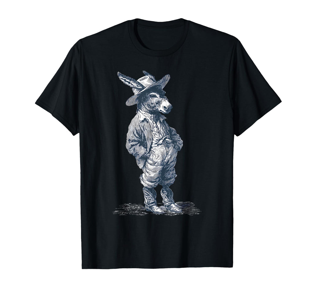 Donkey Cowboy Rodeo Cowgirl Western T-Shirt - Unique Graphic Men Women - T-Shirt, Sweatshirt, Hoodie