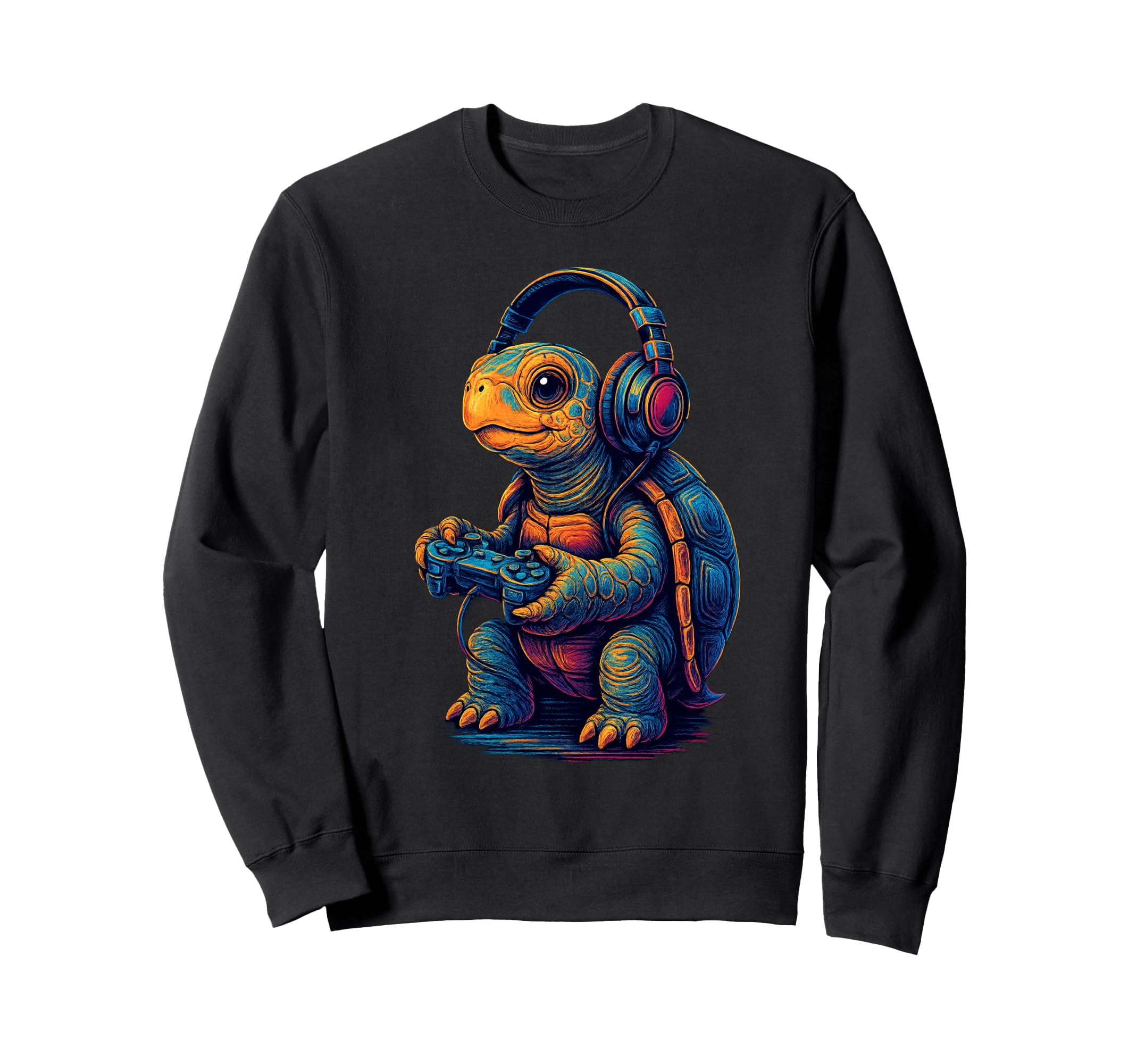 Tortoise Gamer Gaming Animal Sweatshirt - Aesthetic Graphic for Adults - T-Shirt, Sweatshirt, Hoodie