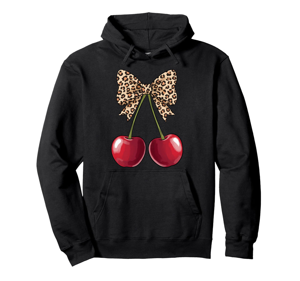 Leopard Bow Cherry Illustration Pinup Hoodie - Graphic Print Men Women - T-Shirt, Sweatshirt, Hoodie