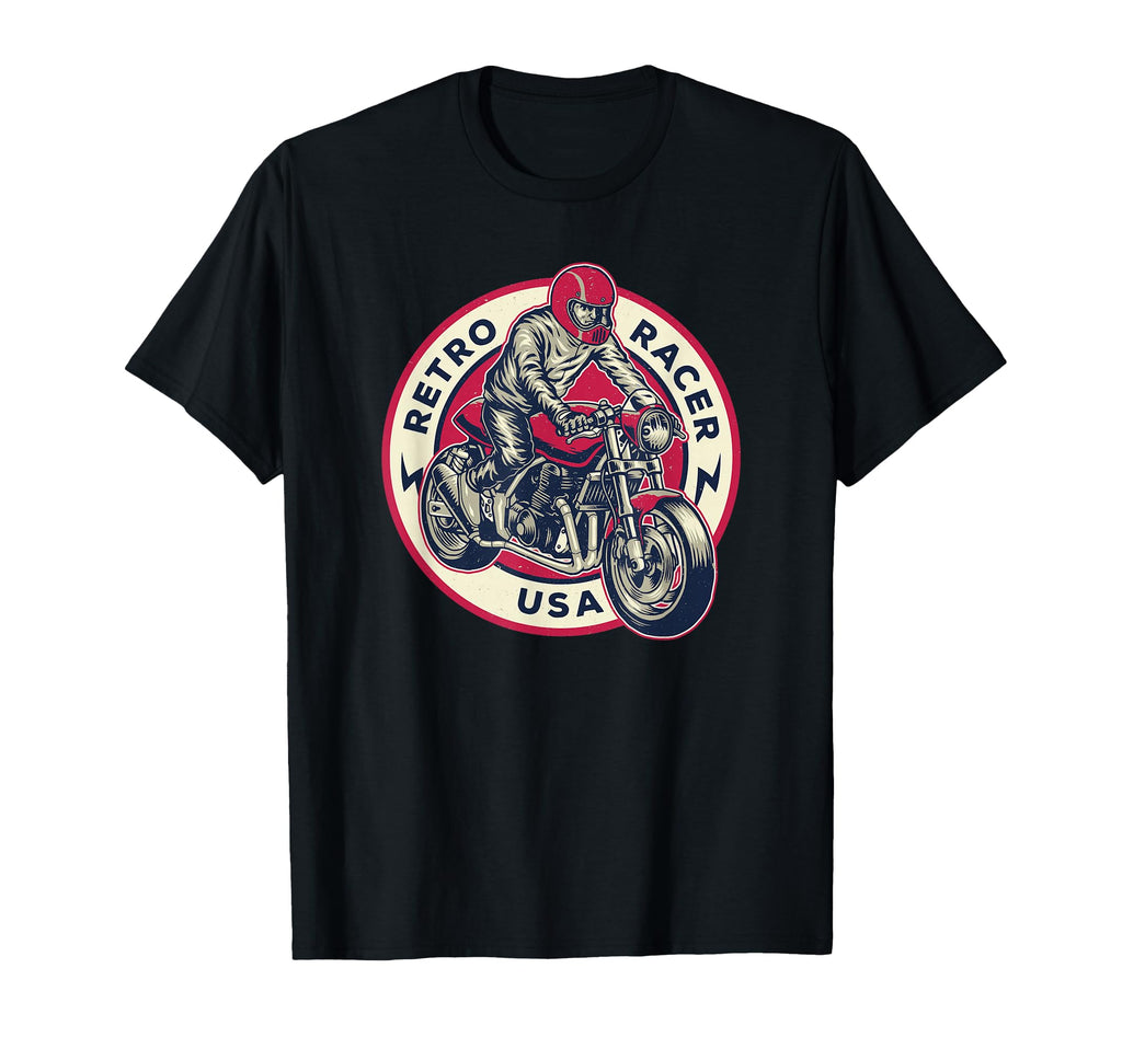 Racer Usa Cafe Racer Mens Motorcycle T-Shirt - Trendy Graphic for Adults - T-Shirt, Sweatshirt, Hoodie